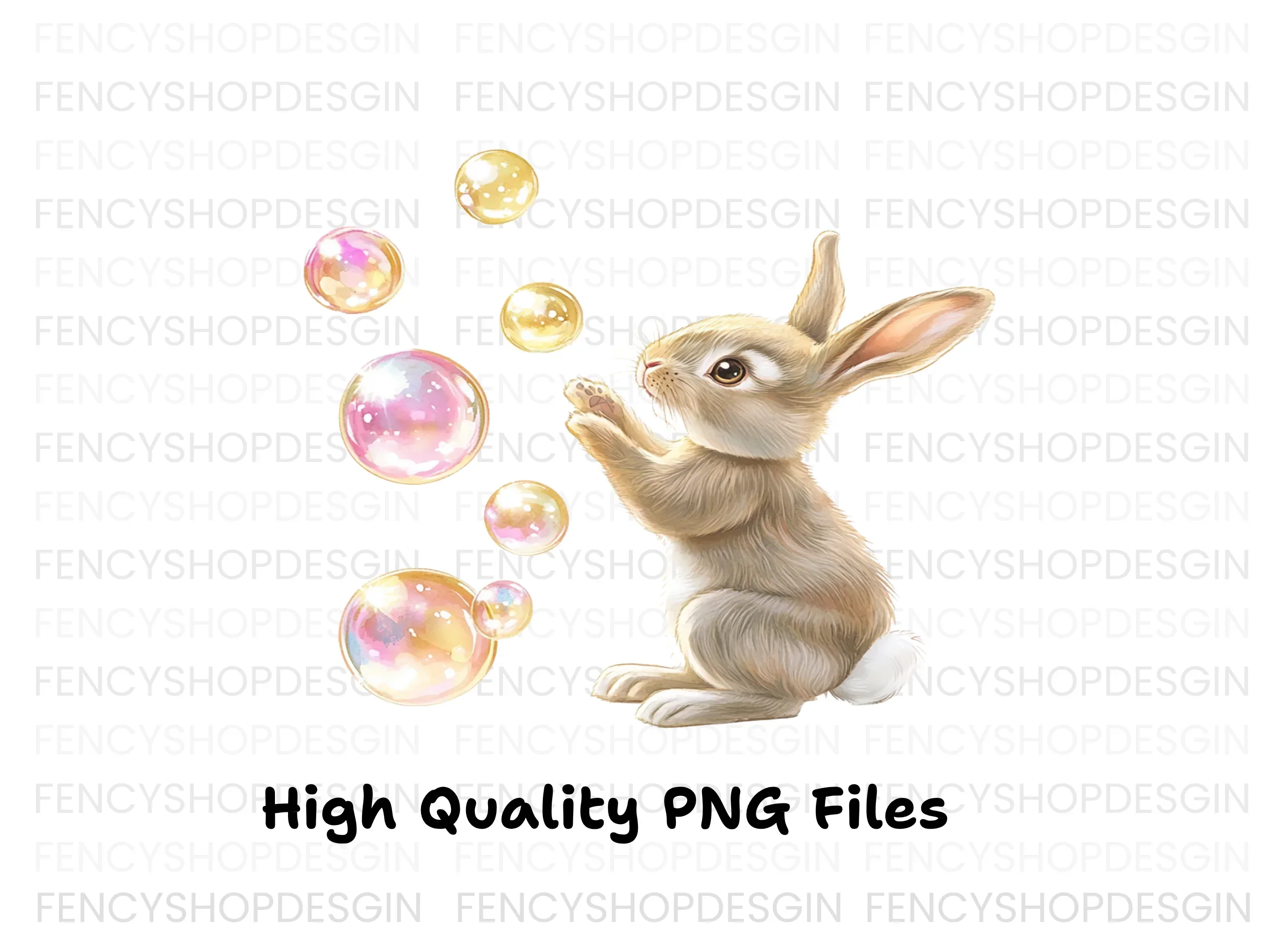 Cute Bunny Playing With Bubbles Clipart Bundle - Image 2