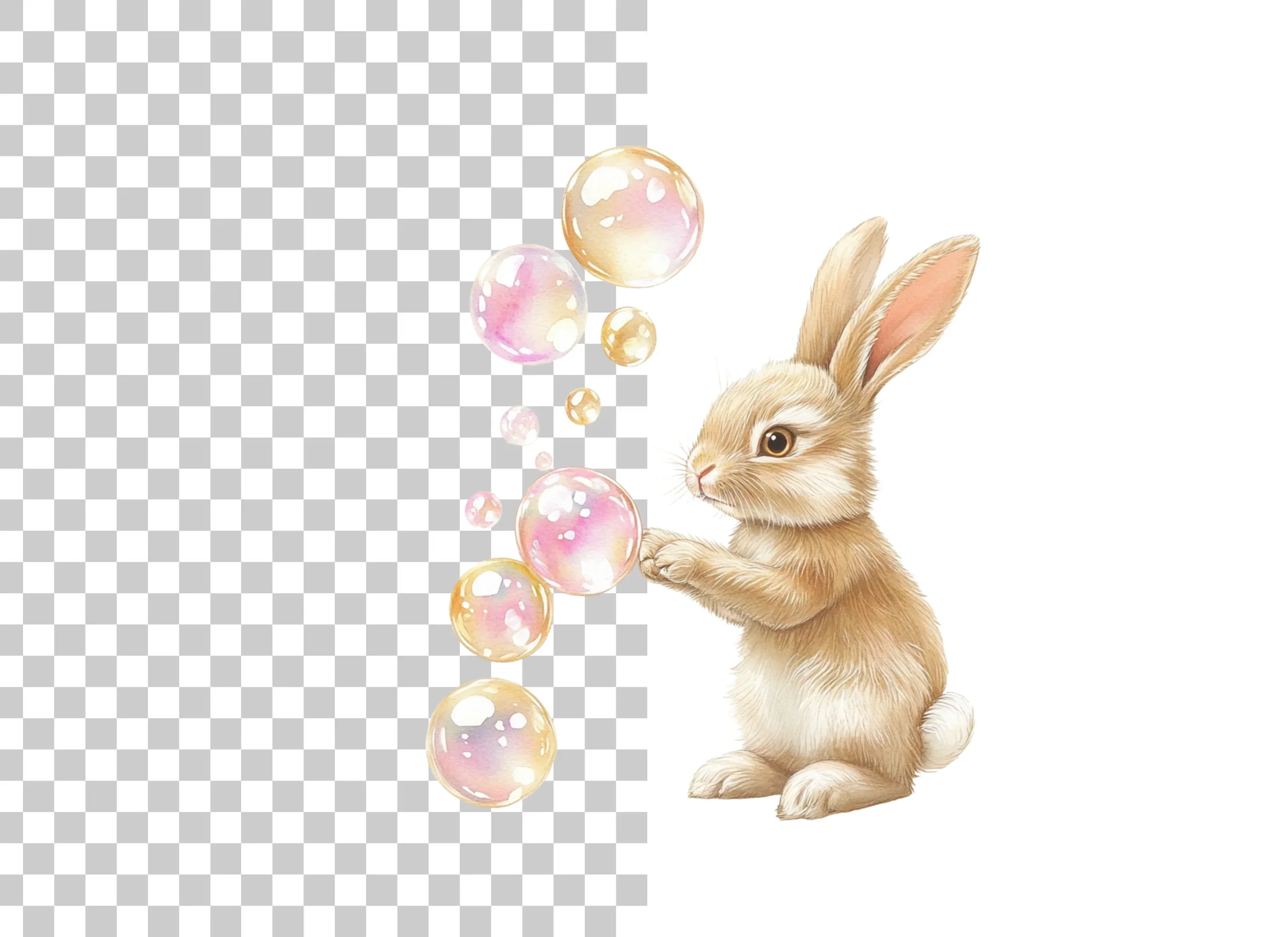 Cute Bunny Playing With Bubbles Clipart Bundle - Image 6