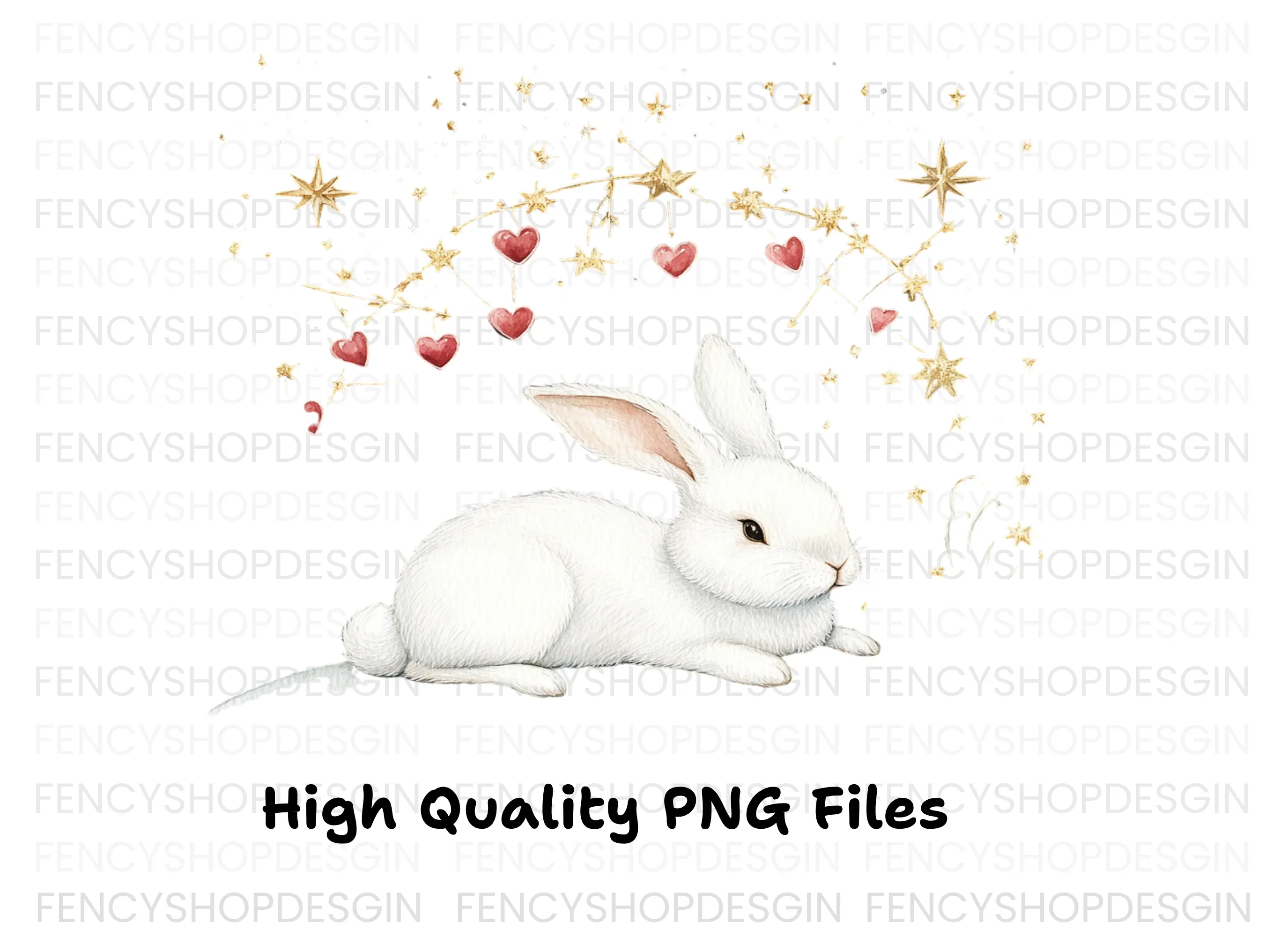 Cute Bunny with Star and Heart Clipart Bundle - Image 3