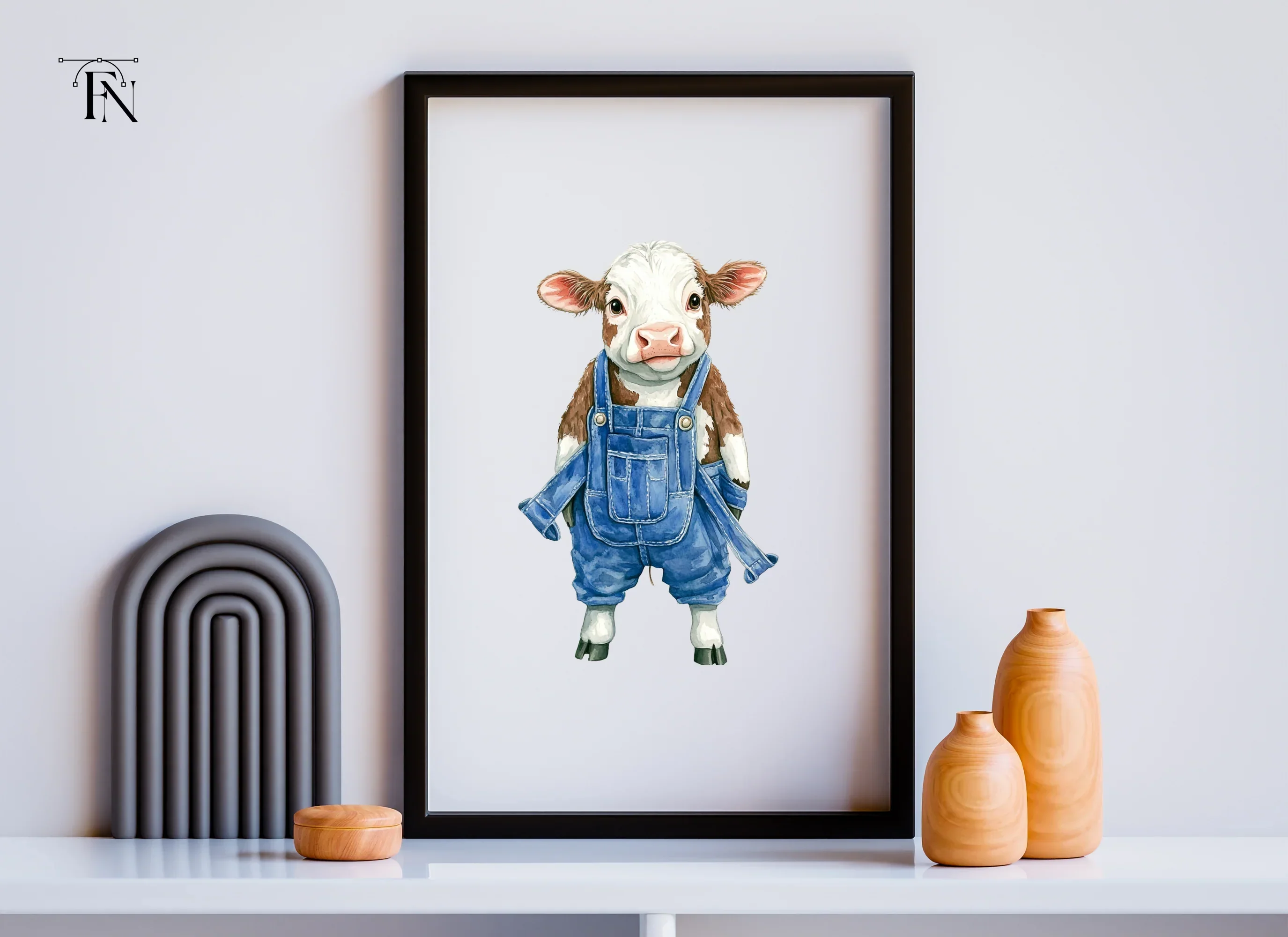 Cute Calves in Overalls Clipart Bundle - Image 6