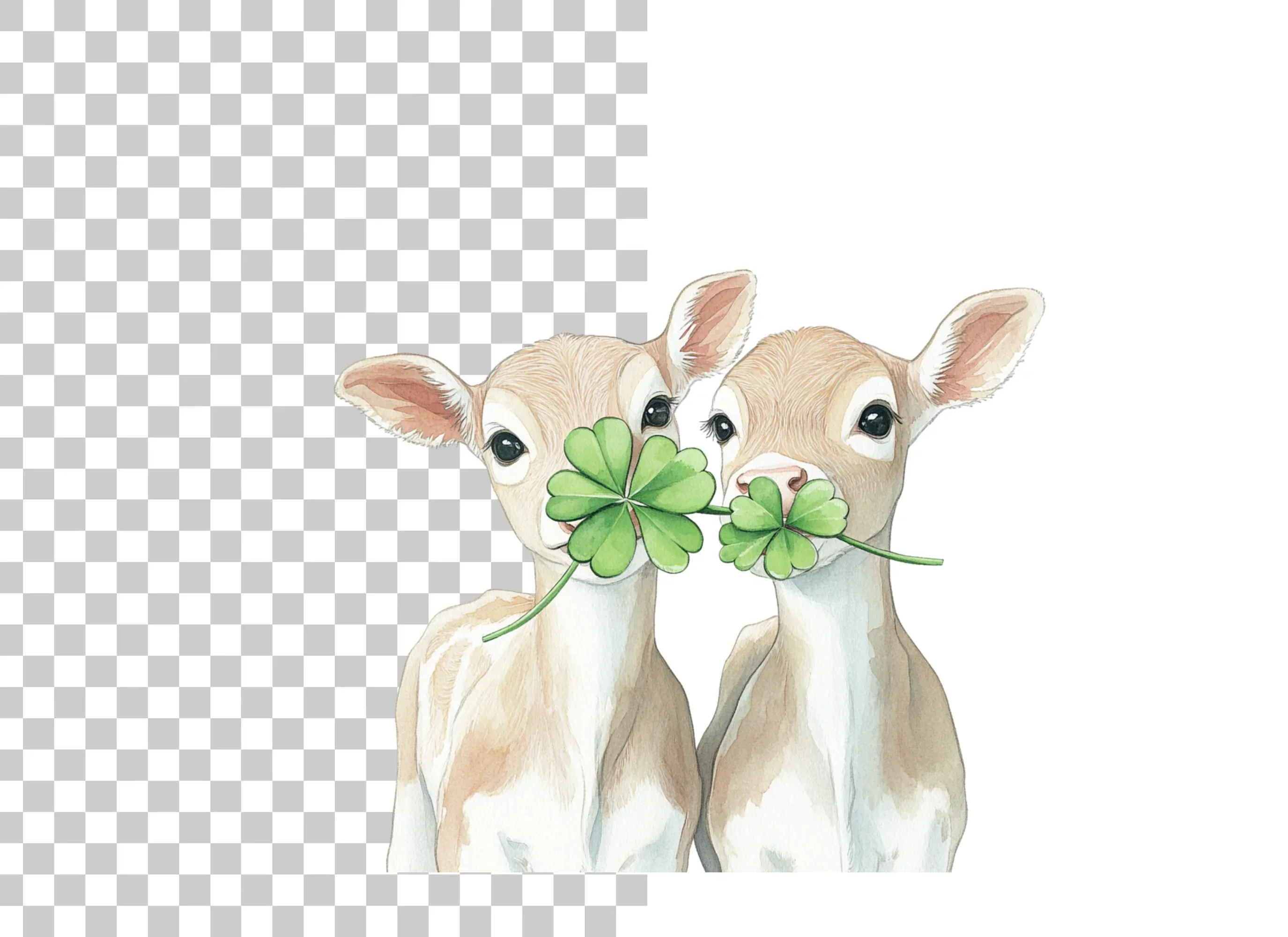 Cute Calves with Lucky Clover Clipart Bundle - Image 3