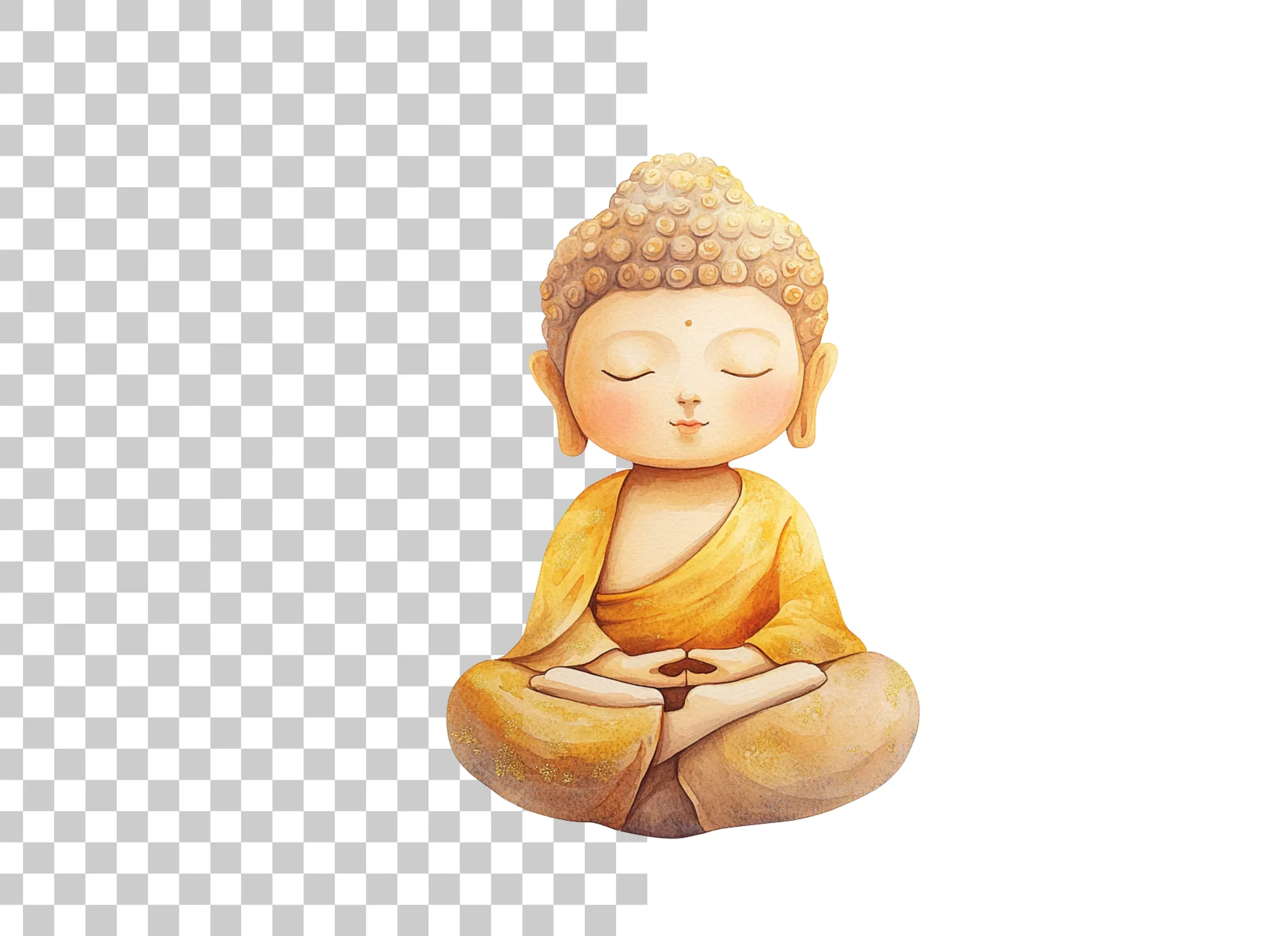 Cute Cartoon Buddha Meditating Clipart Bundle - Image 6
