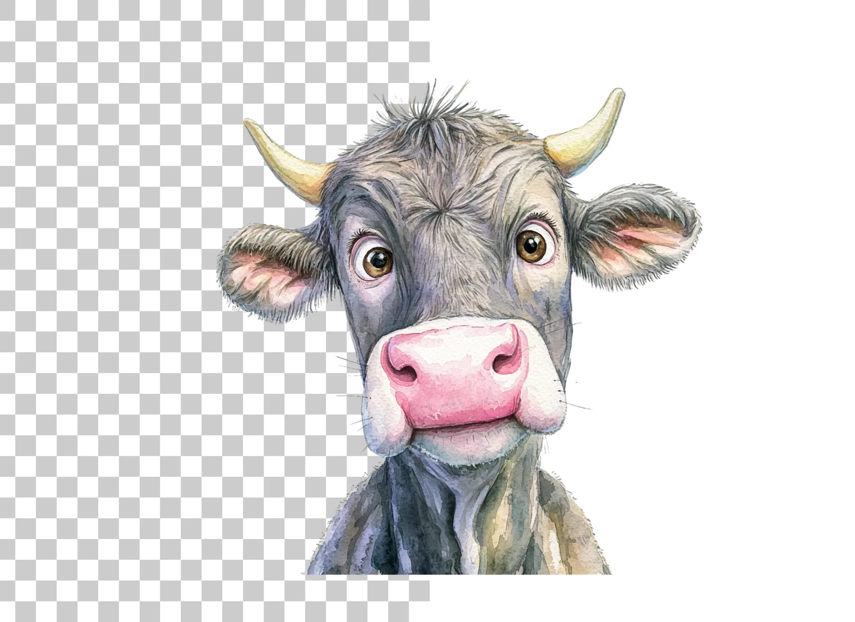 Cute Cartoon Cow Faces Clipart Bundle - Image 2