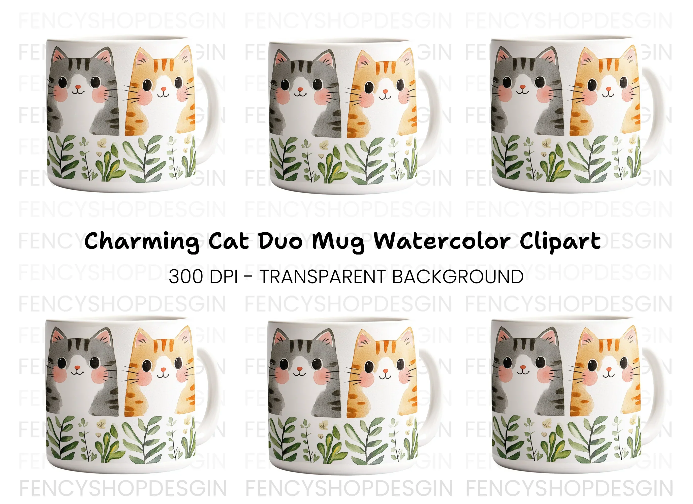 Cute Cat Duo Clipart Bundle