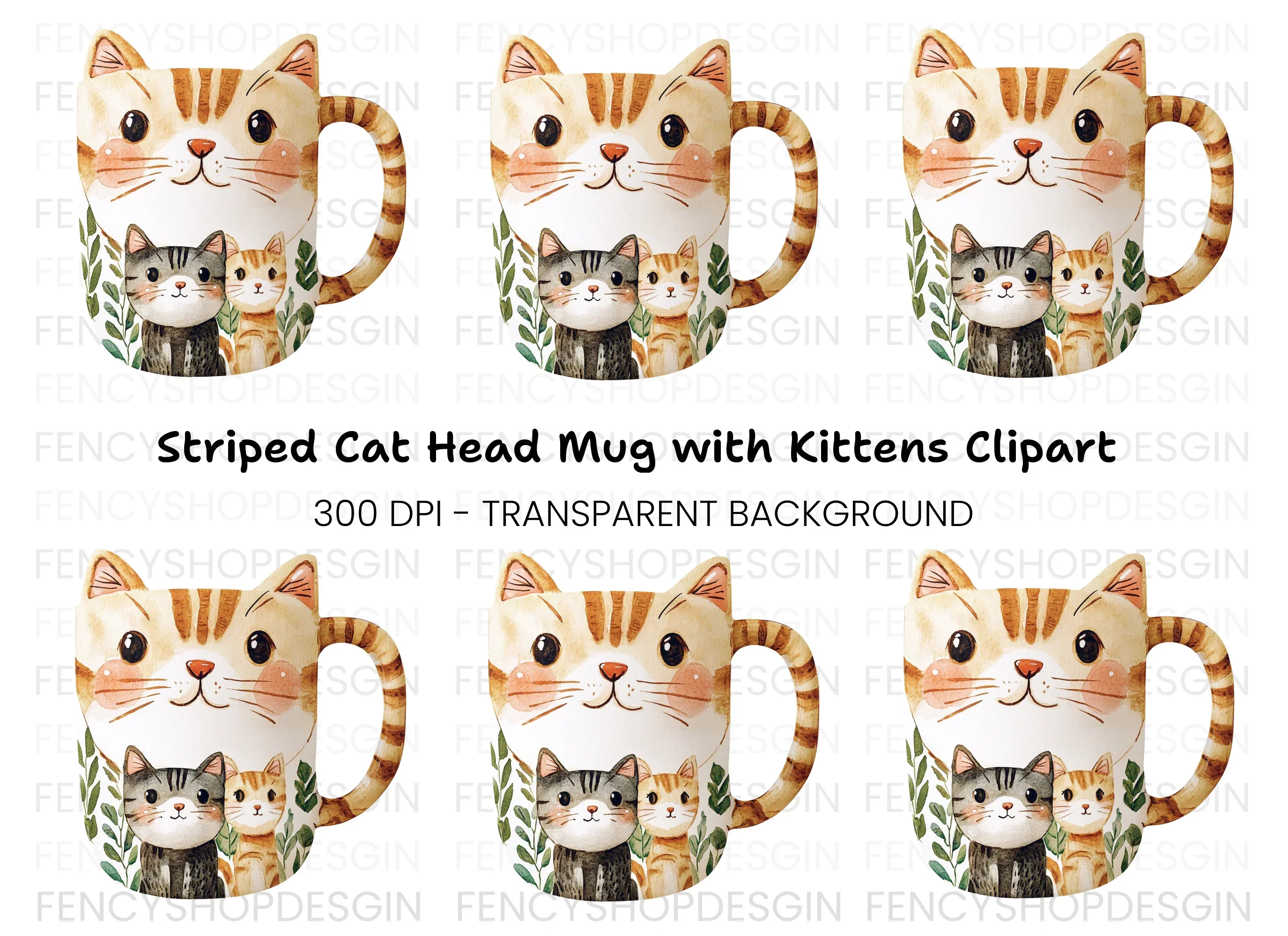 Cute Cat Family Clipart Bundle