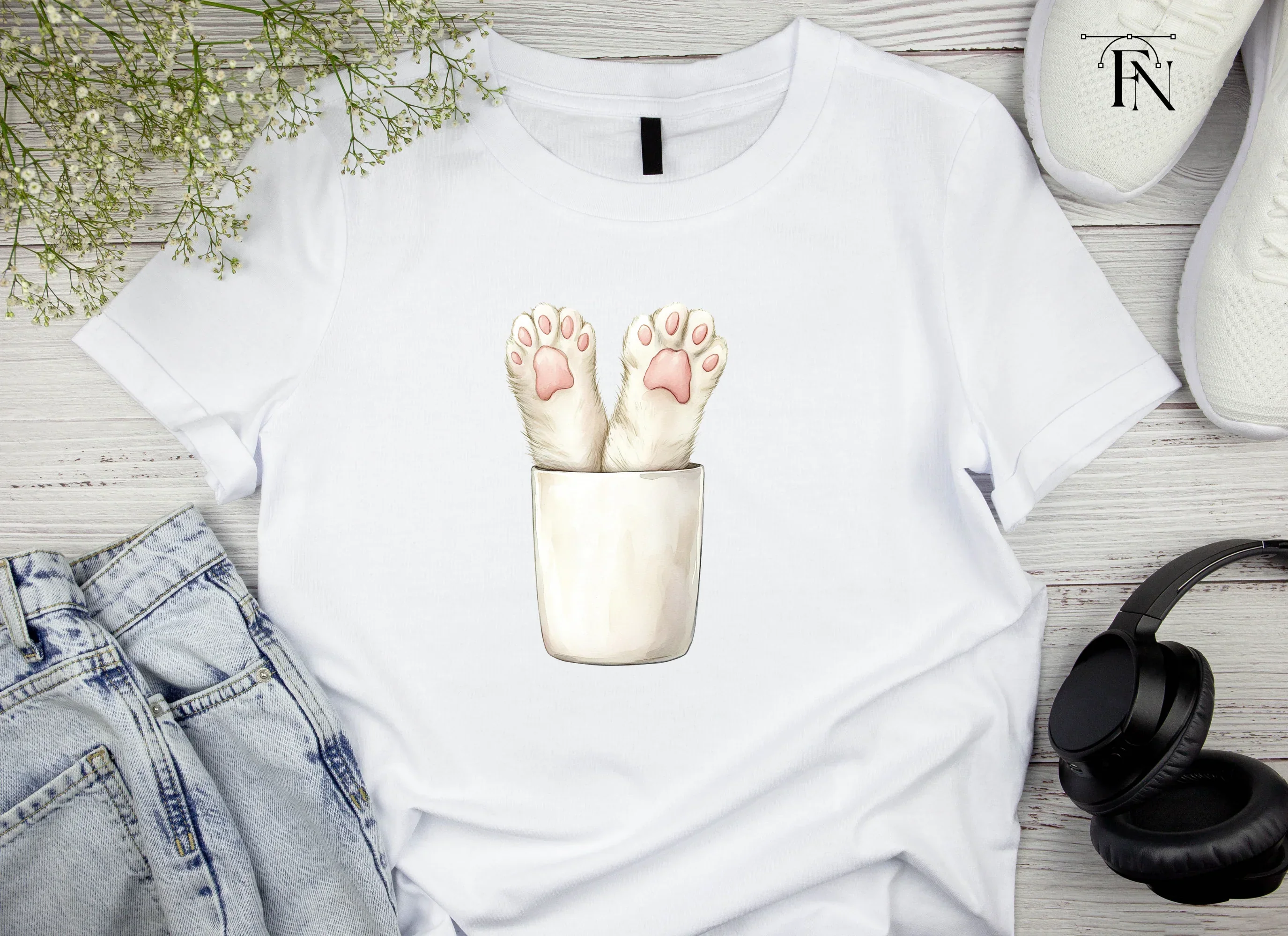 Cute Cat Paws in Cup Clipart Bundle - Image 4