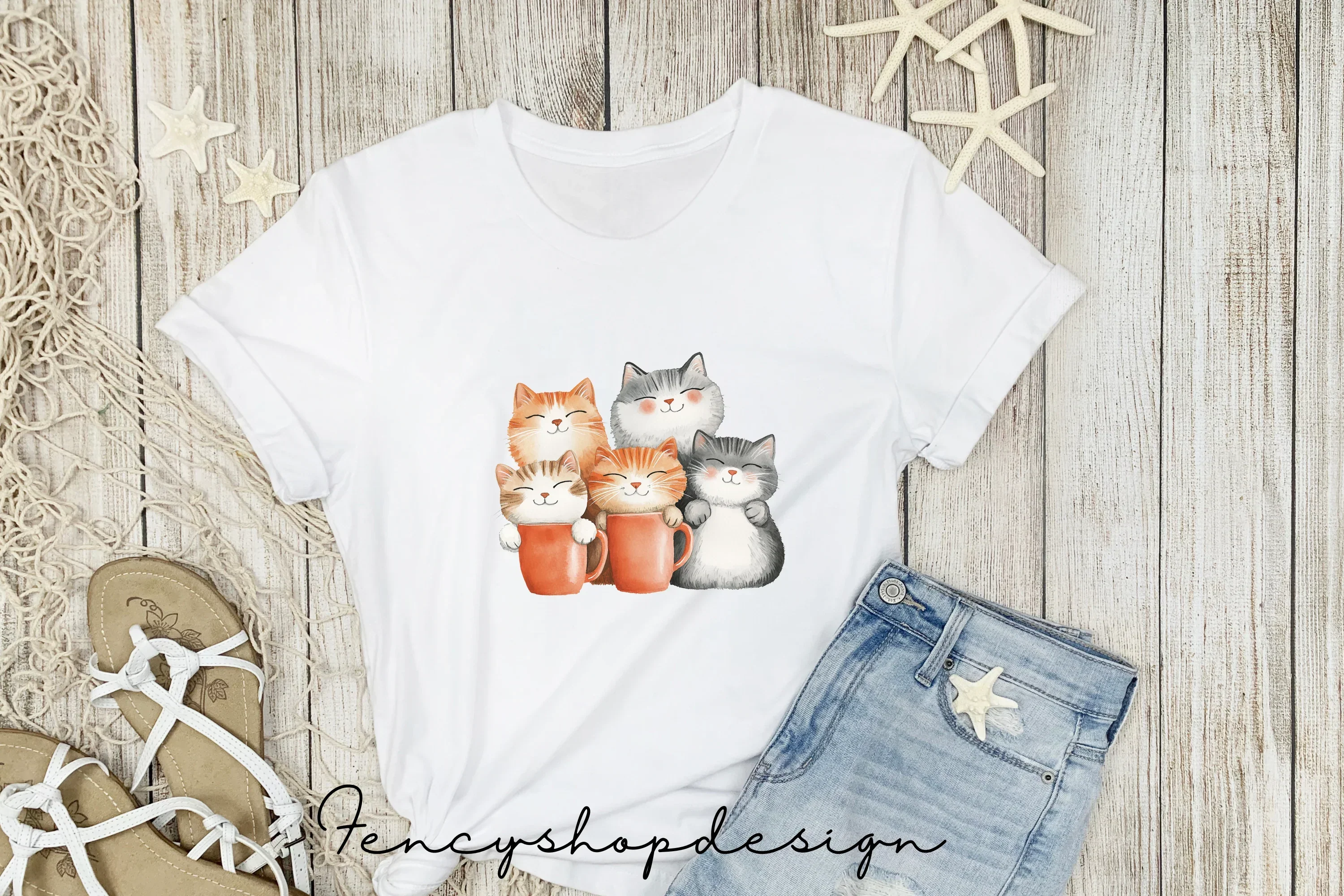 Cute Cats in Mugs Clipart Bundle - Image 5