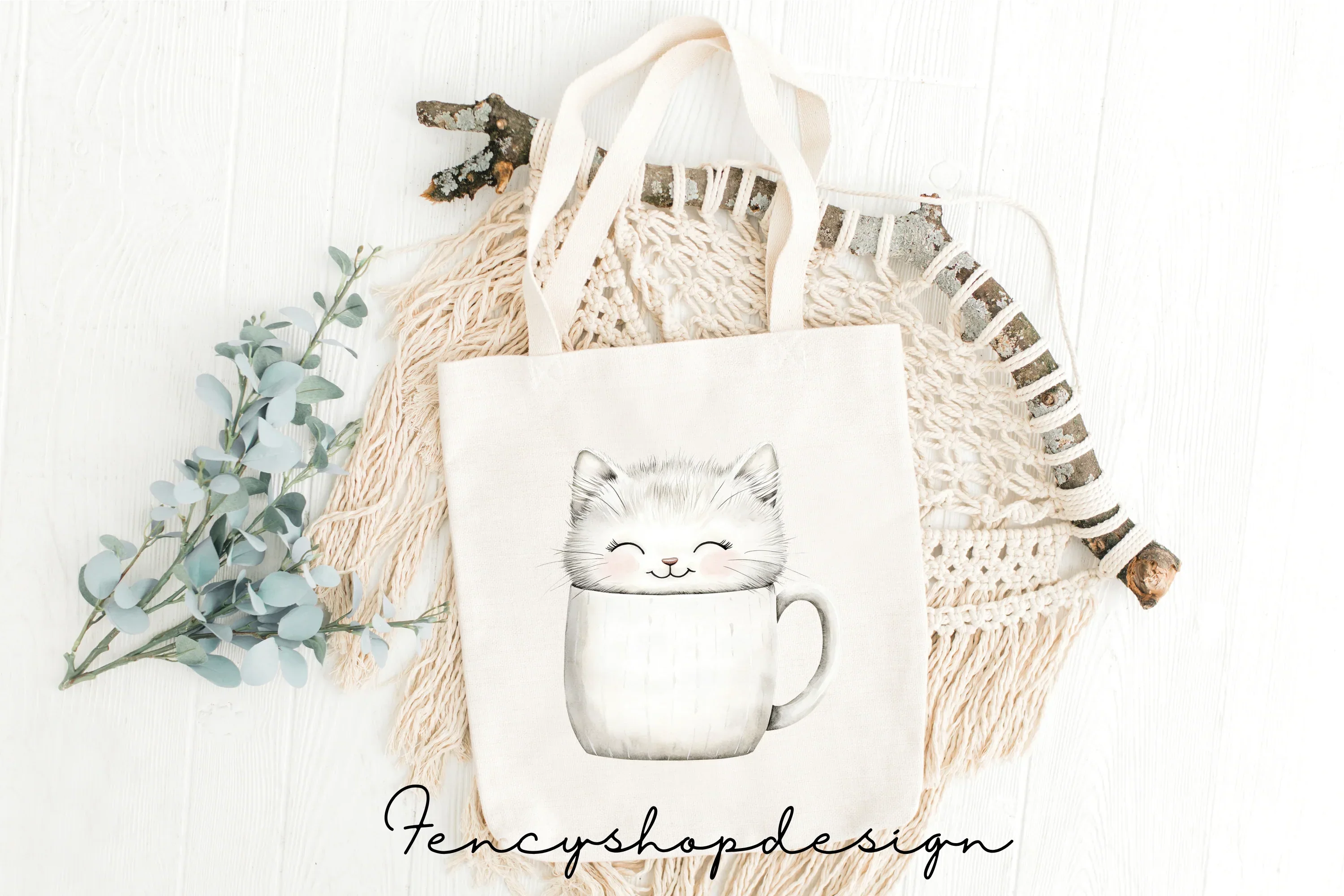 Cute Cats in Mugs Clipart Bundle - Image 8