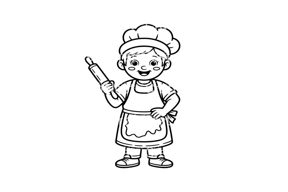Cute Chef with Rolling Pin Coloring Books - Image 3