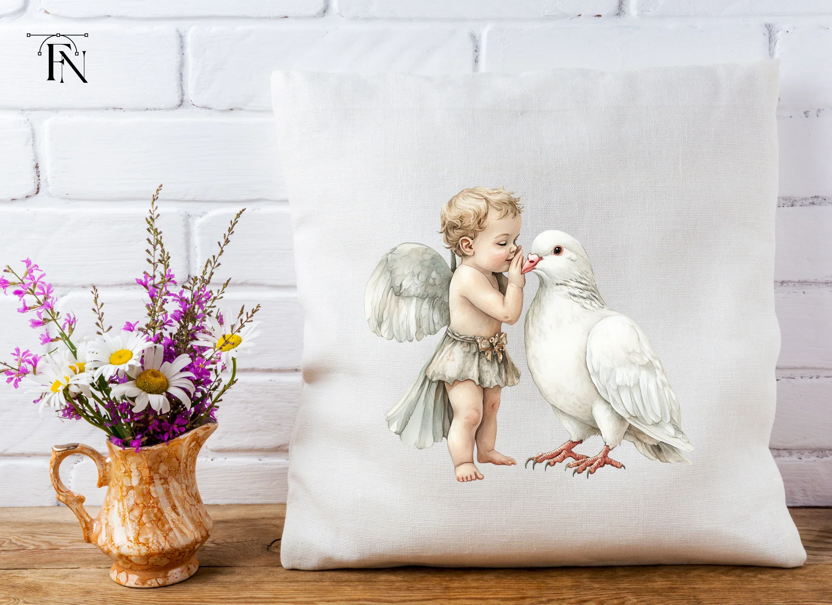 Cute Cherubs and Doves Clipart Bundle - Image 4