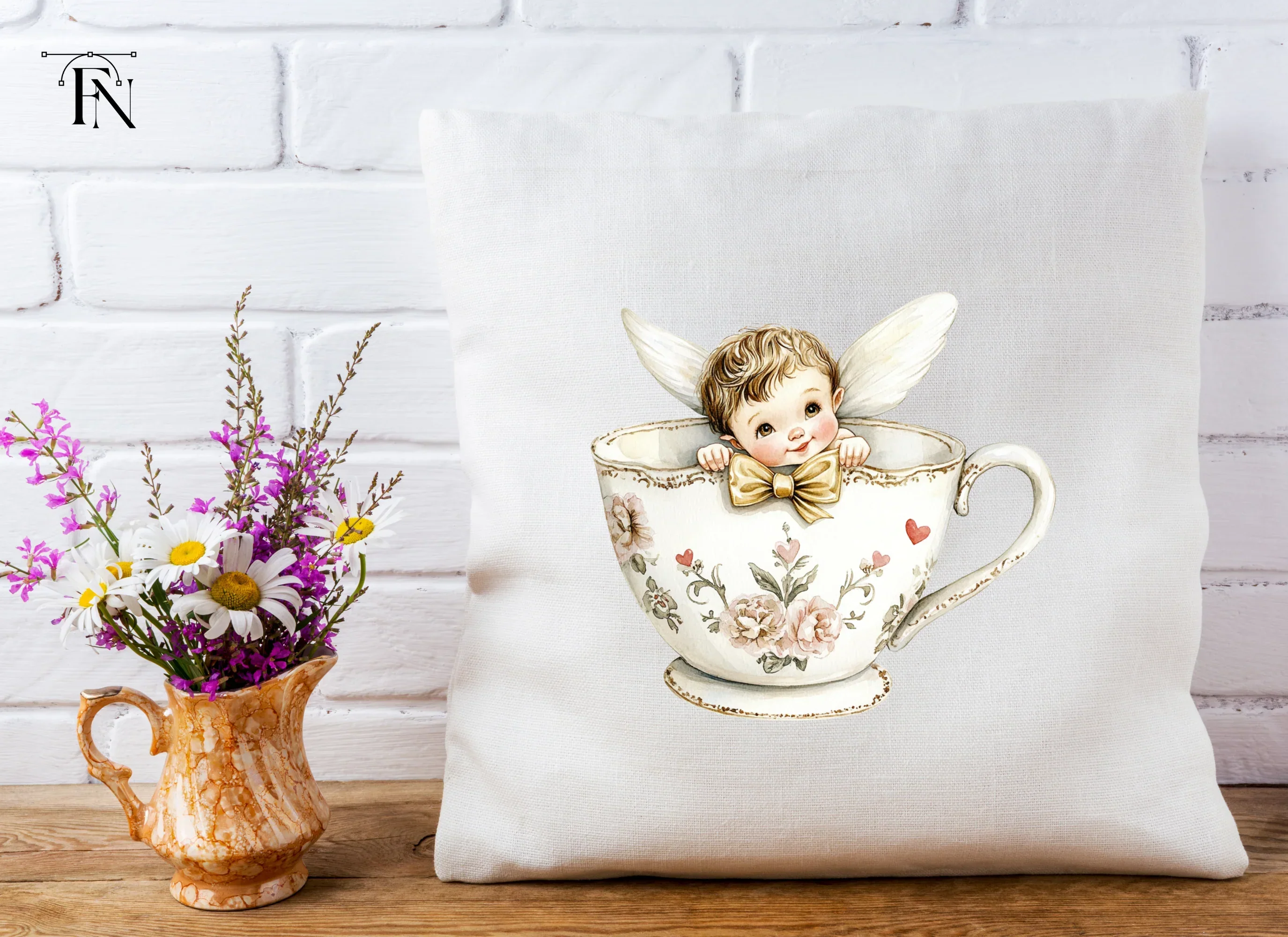 Cute Cherubs in Teacups Clipart Bundle - Image 4
