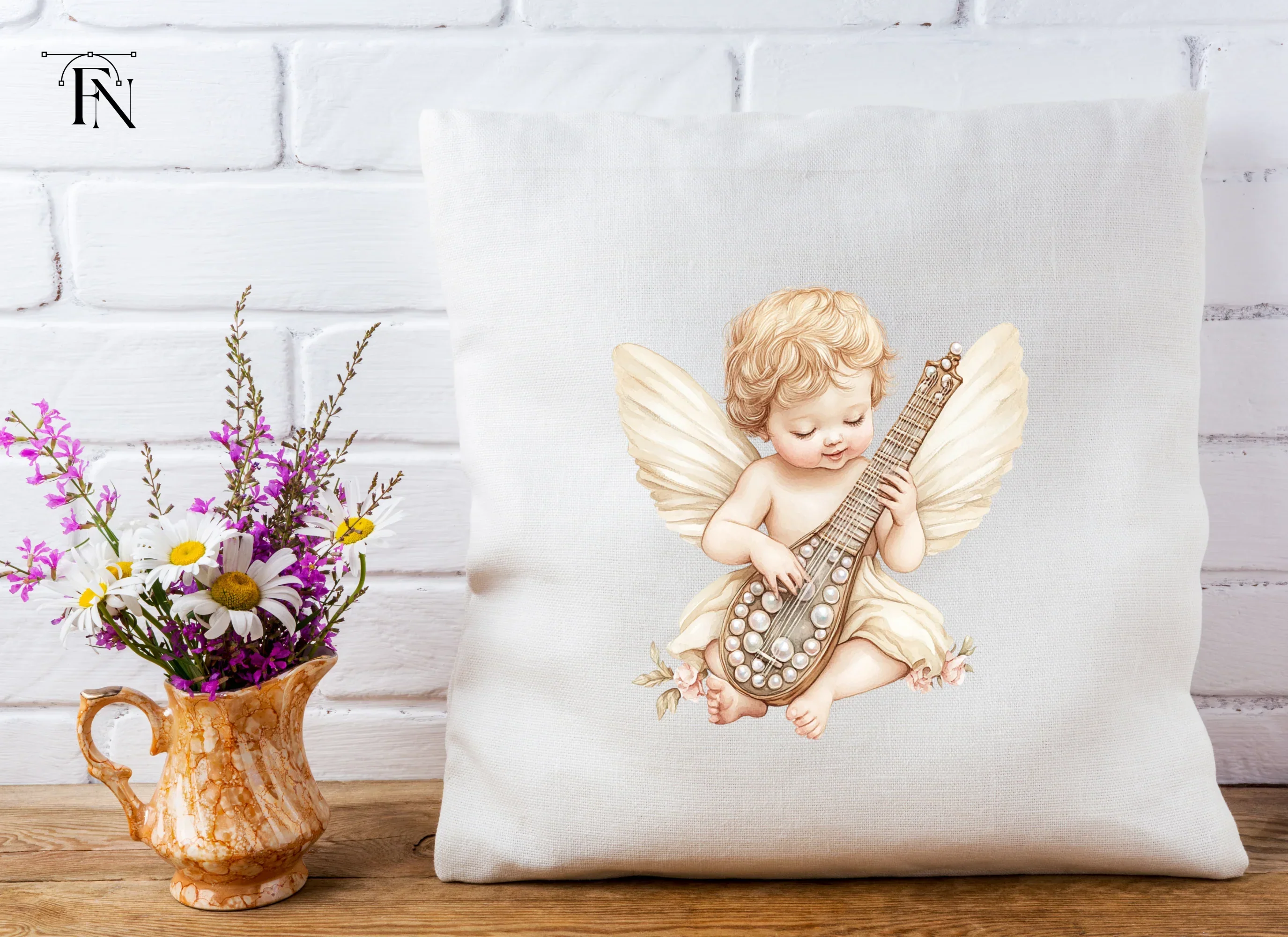 Cute Cherubs Playing Musical Instruments Clipart Bundle - Image 5