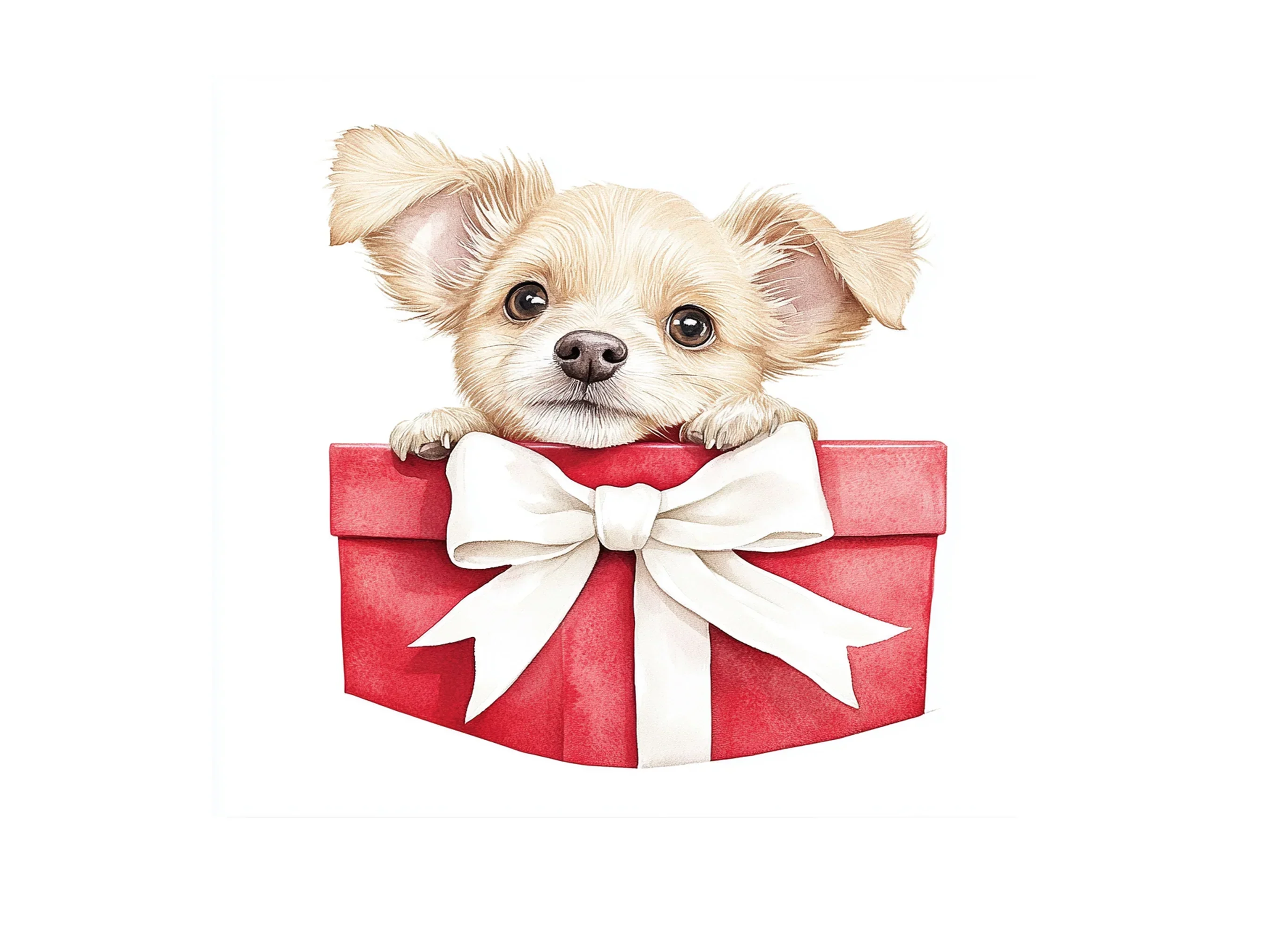 Cute Chihuahua Puppy in Red Gift Box Clipart Bundle - Image 2
