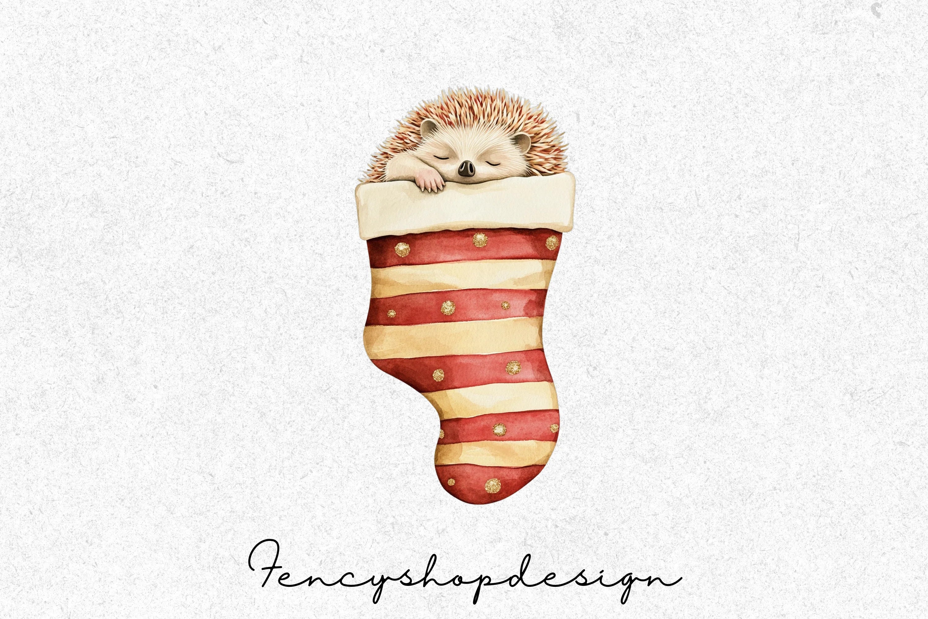Cute Christmas Animals in Stockings Clipart Bundle - Image 3