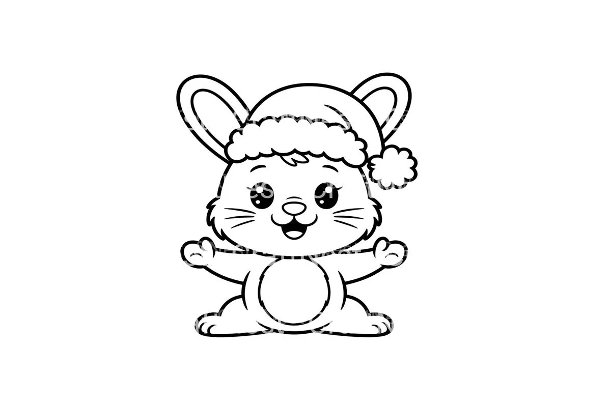 Cute Christmas Bunny Coloring Books - Image 2