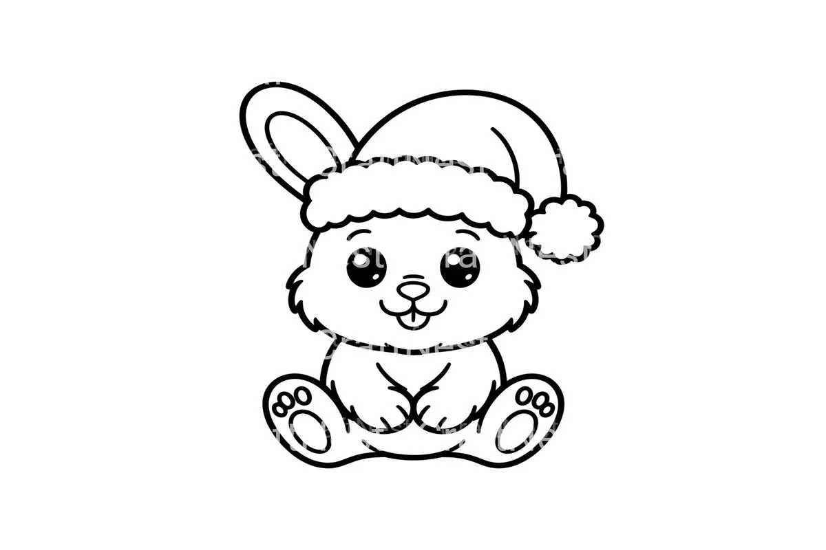 Cute Christmas Bunny Coloring Books - Image 3