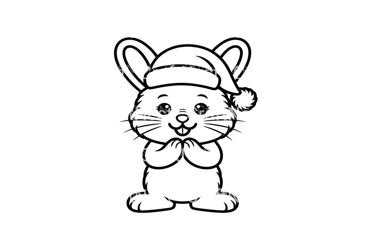 Cute Christmas Bunny Coloring Books - Image 4
