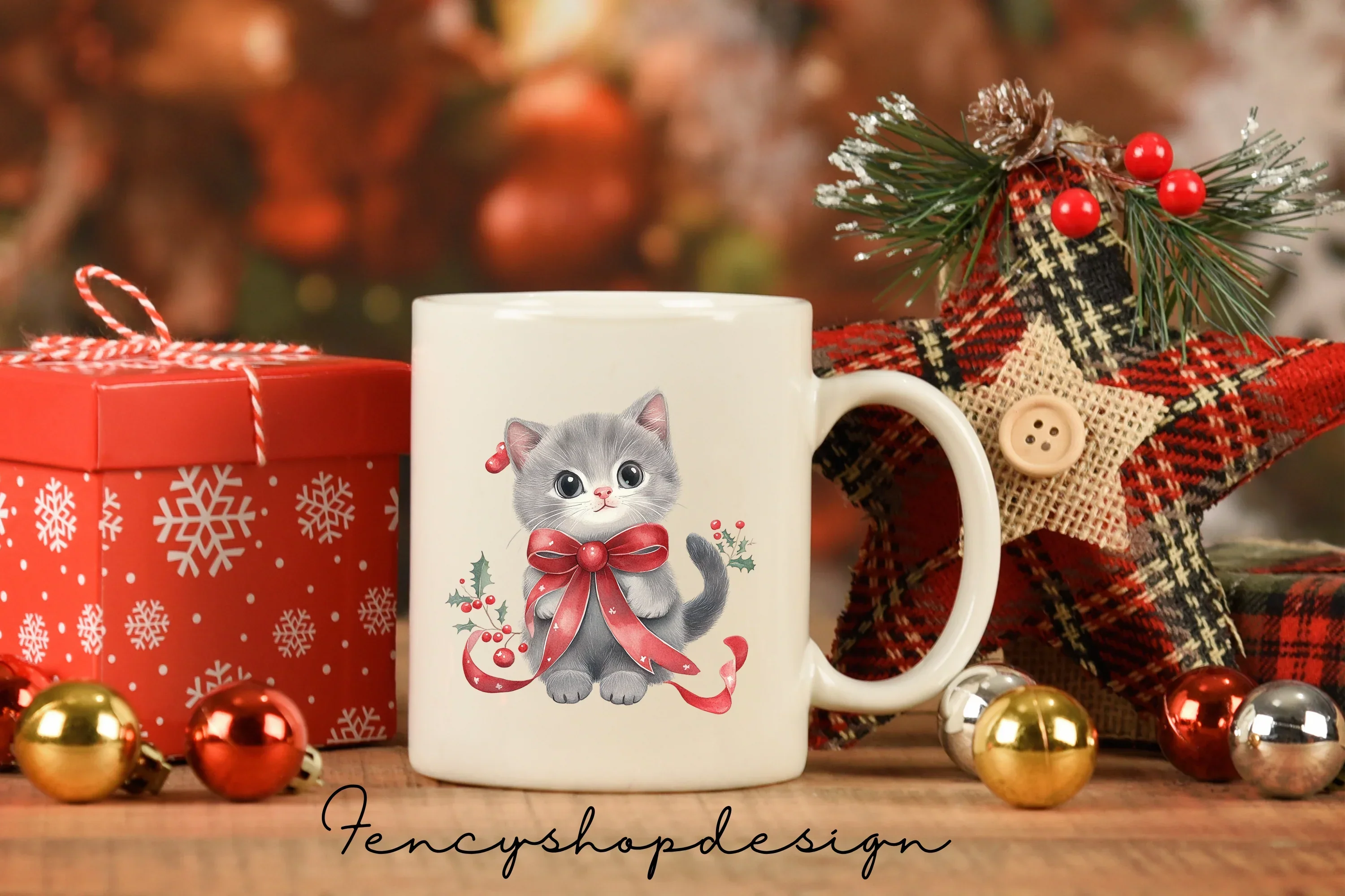 Cute Christmas Cat Clipart Bundle - Image 6