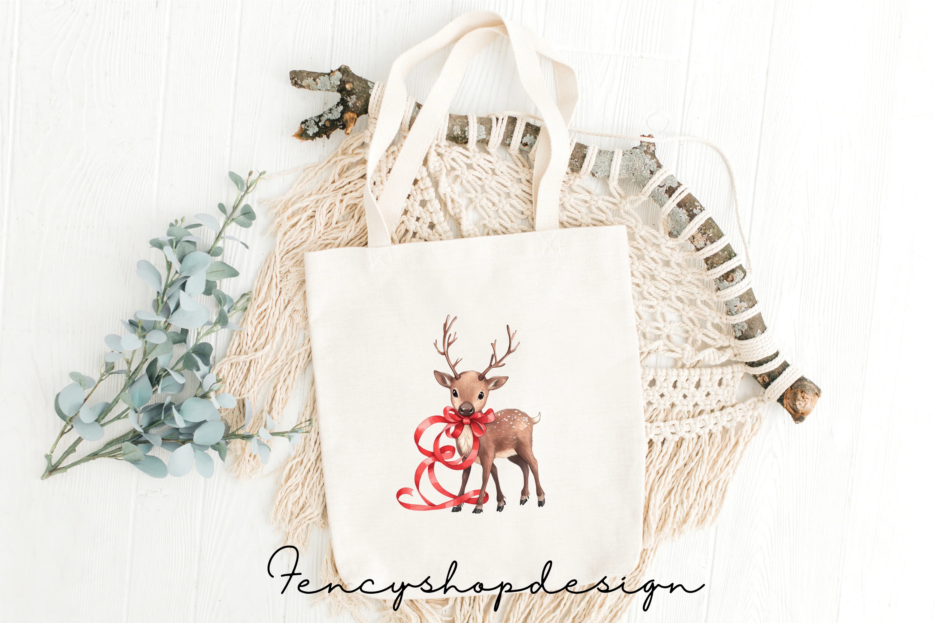 Cute Christmas Deer Clipart Bundle - Image 8