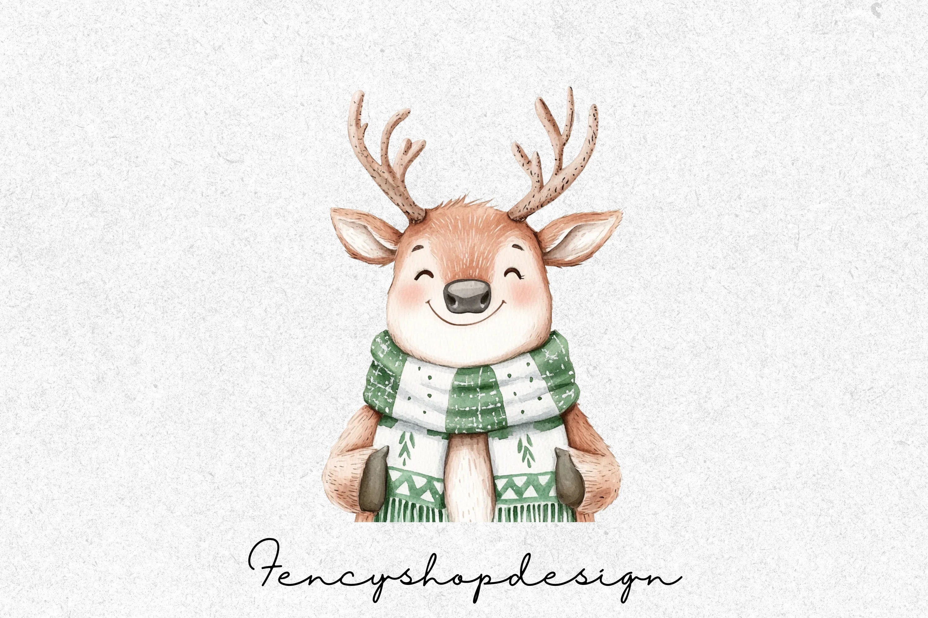 Cute Christmas Deer Clipart Bundle - Image 3