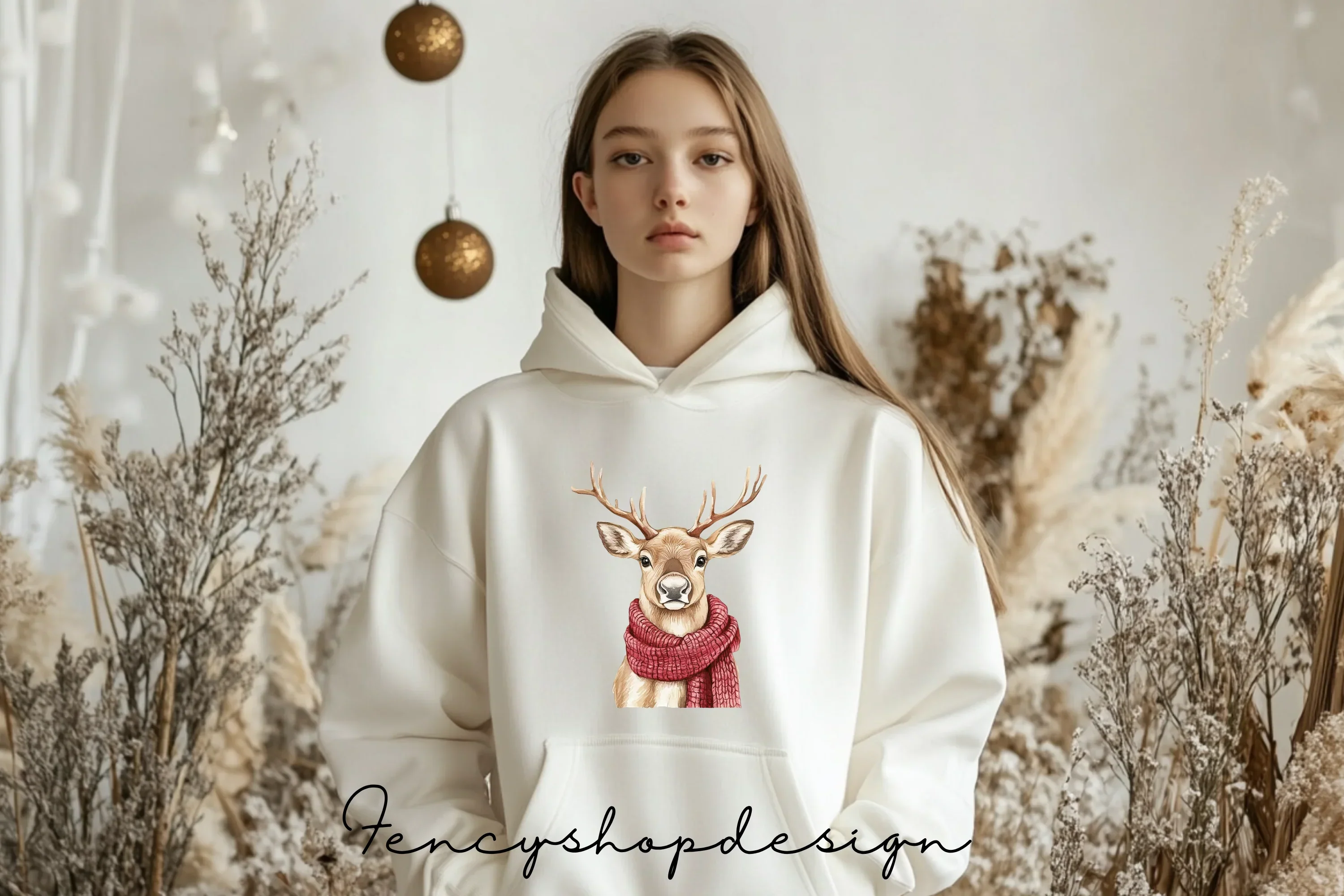 Cute Christmas Deer Clipart Bundle - Image 5