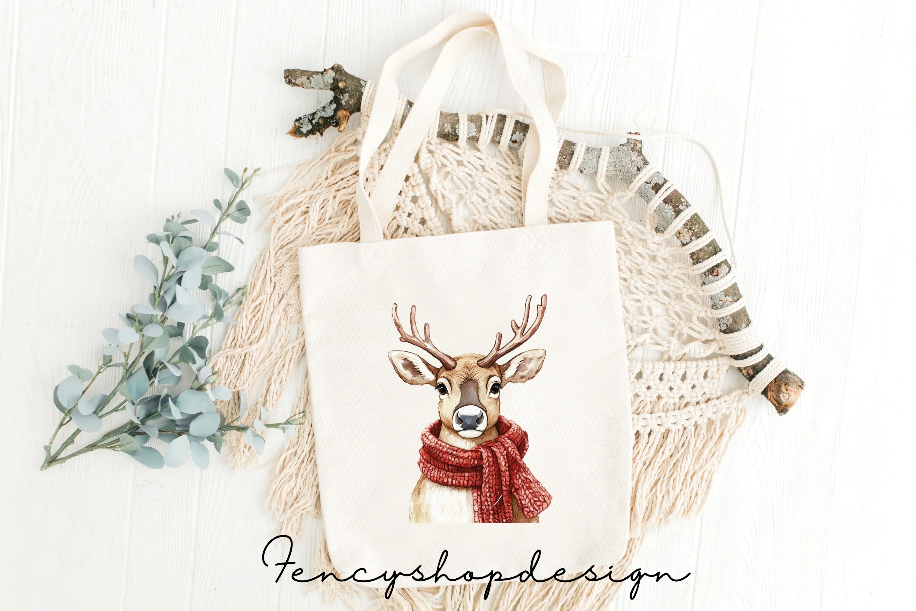 Cute Christmas Deer Clipart Bundle - Image 7