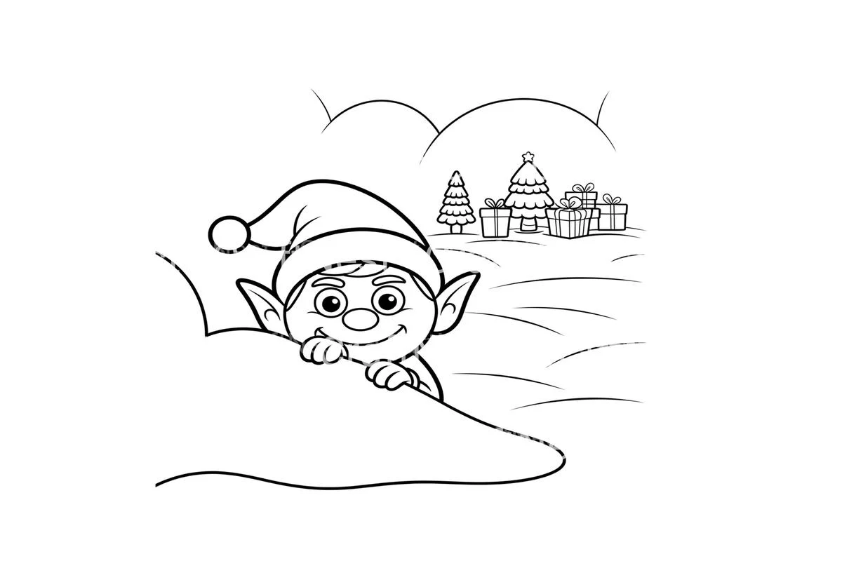 Cute Christmas Elf Winter Coloring Books - Image 2