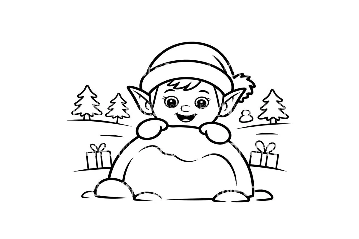 Cute Christmas Elf Winter Coloring Books - Image 3