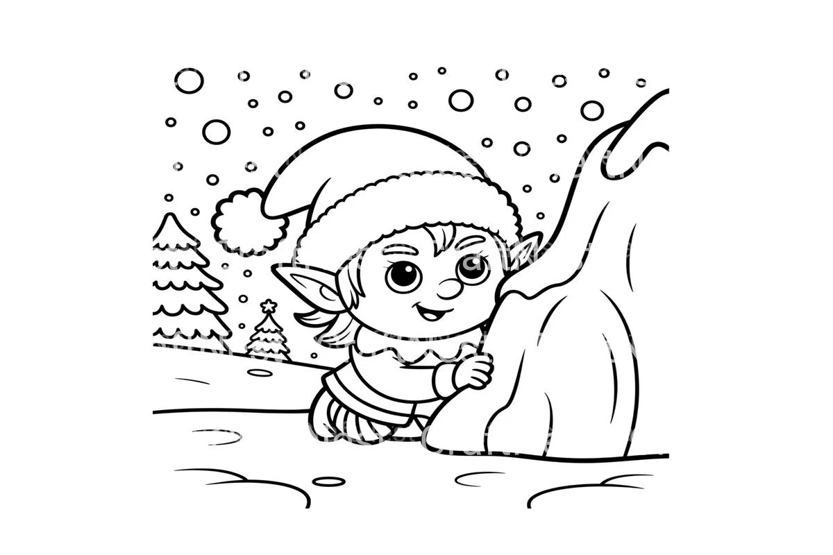 Cute Christmas Elf Winter Coloring Books - Image 4