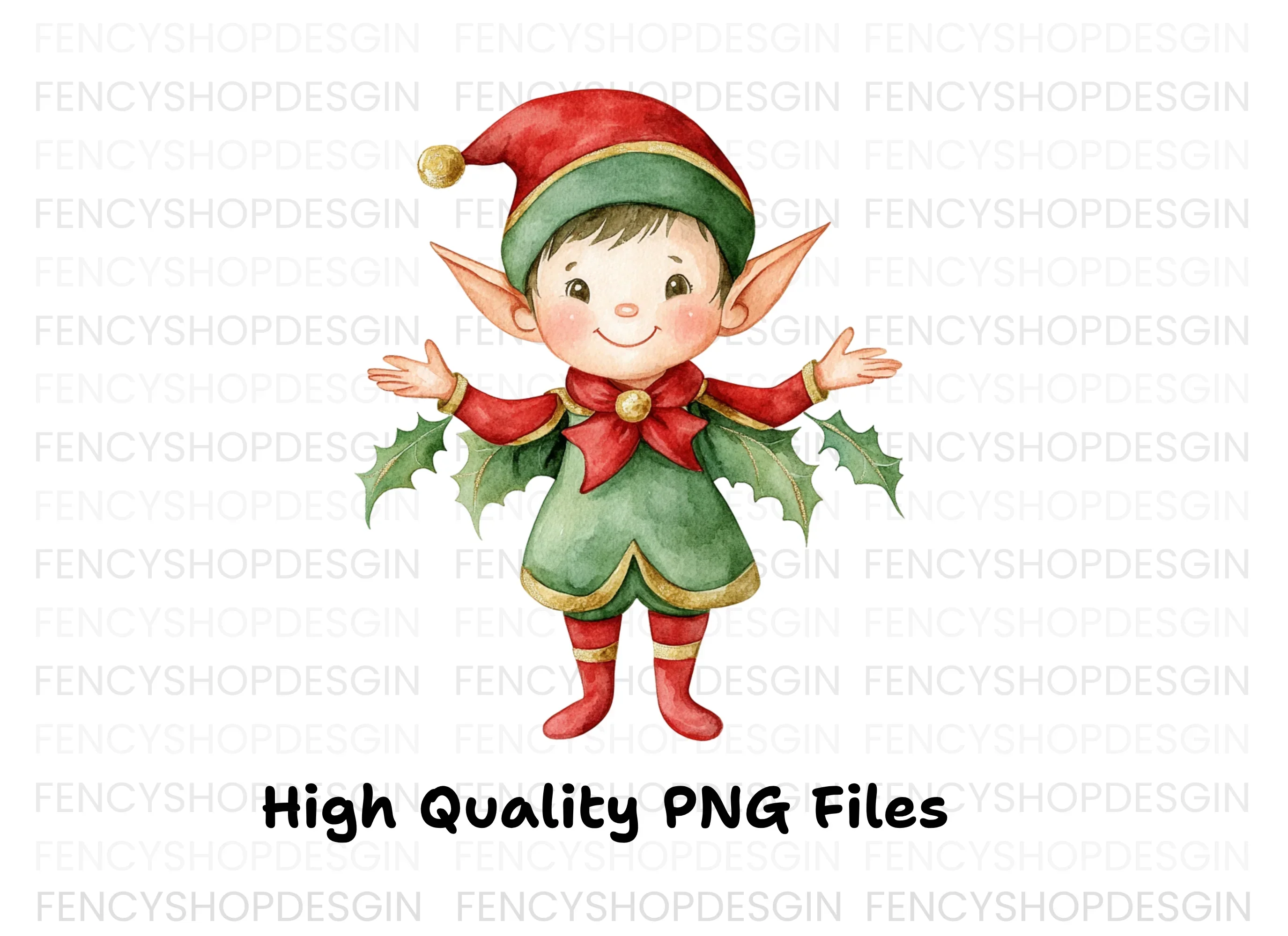 Cute Christmas Elves Clipart Bundle - Image 3