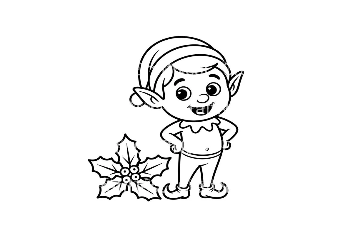 Cute Christmas Elves with Holly Coloring Books - Image 2