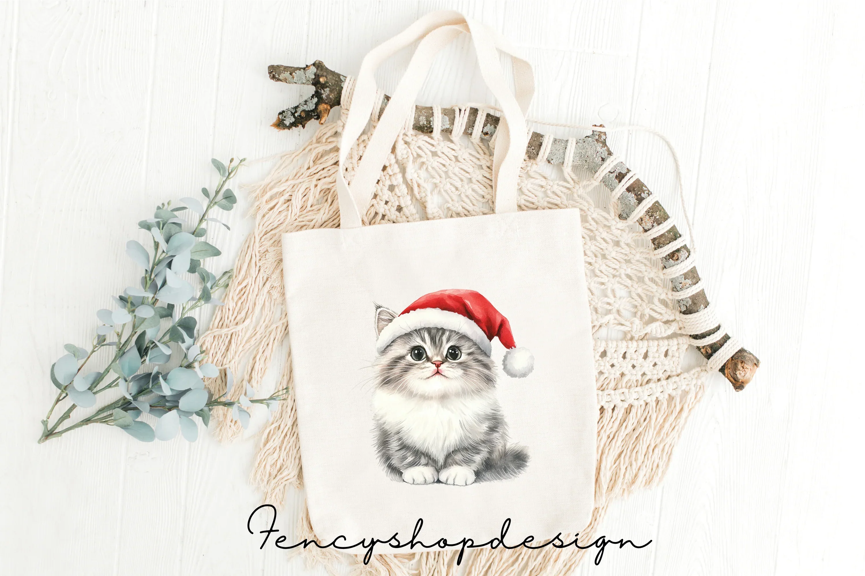 Cute Christmas Kitten Clipart Bundle - Image 8