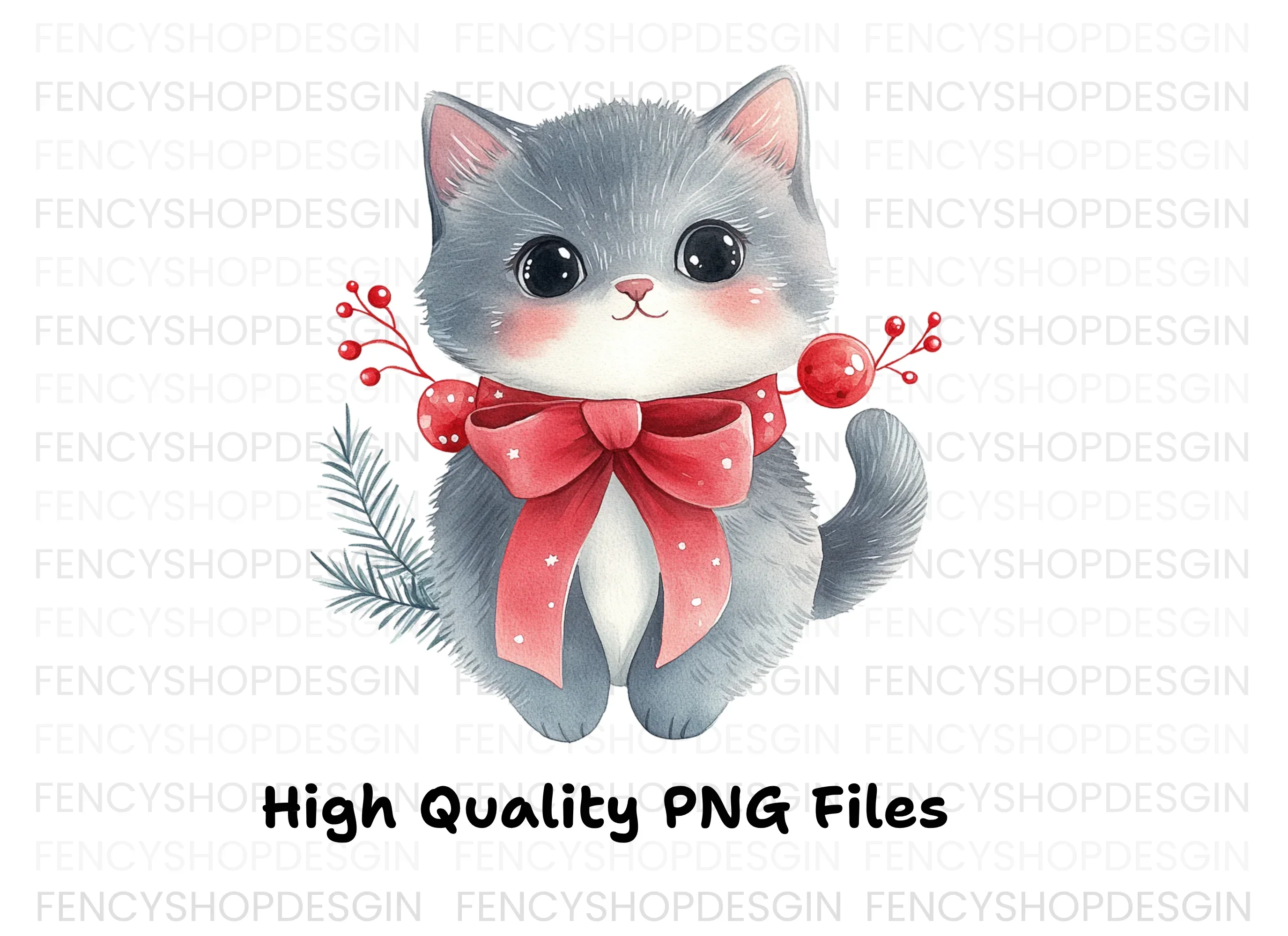 Cute Christmas Kittens Clipart Bundle - Image 3