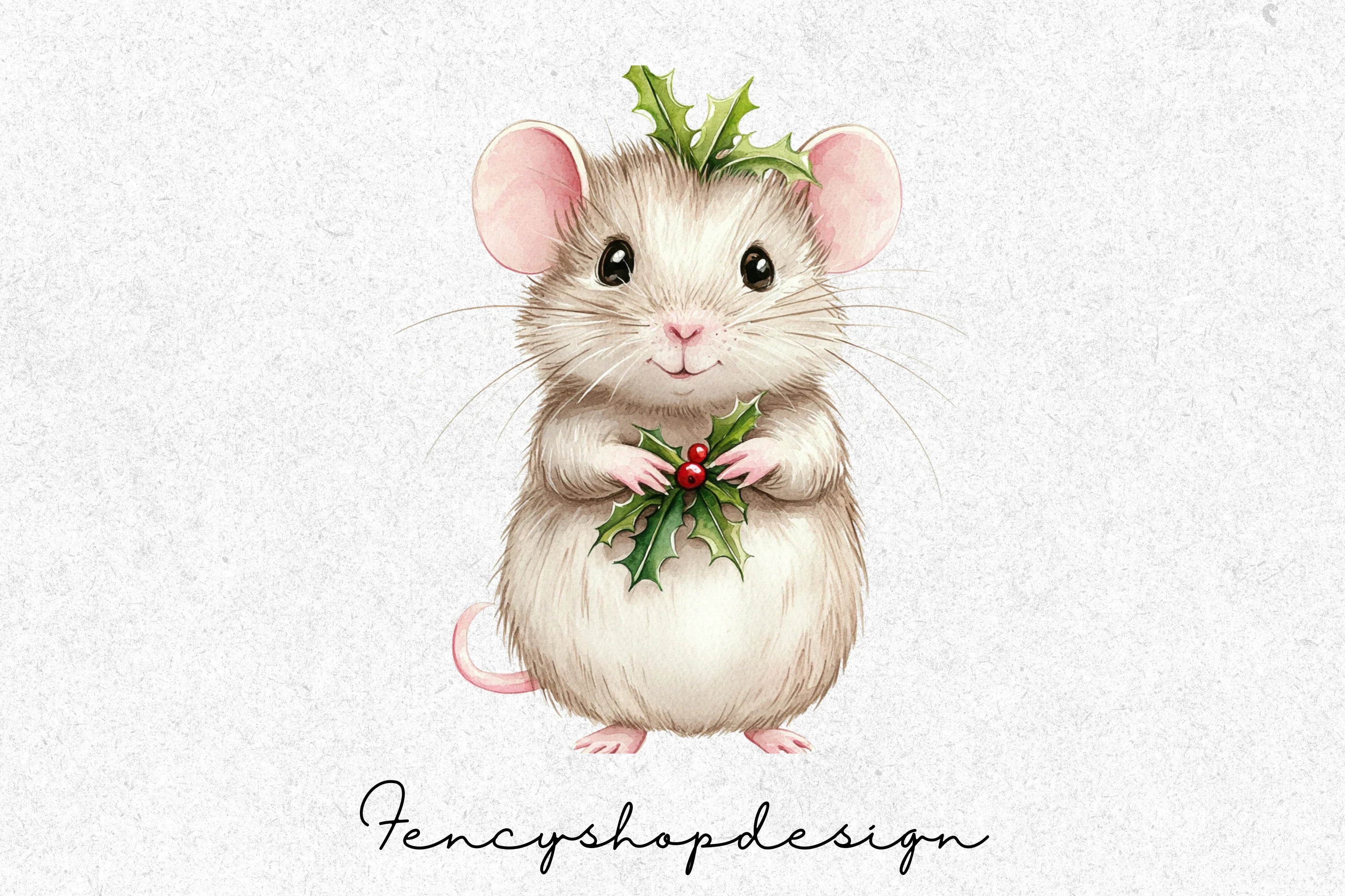 Cute Christmas Mice Clipart Bundle - Image 7