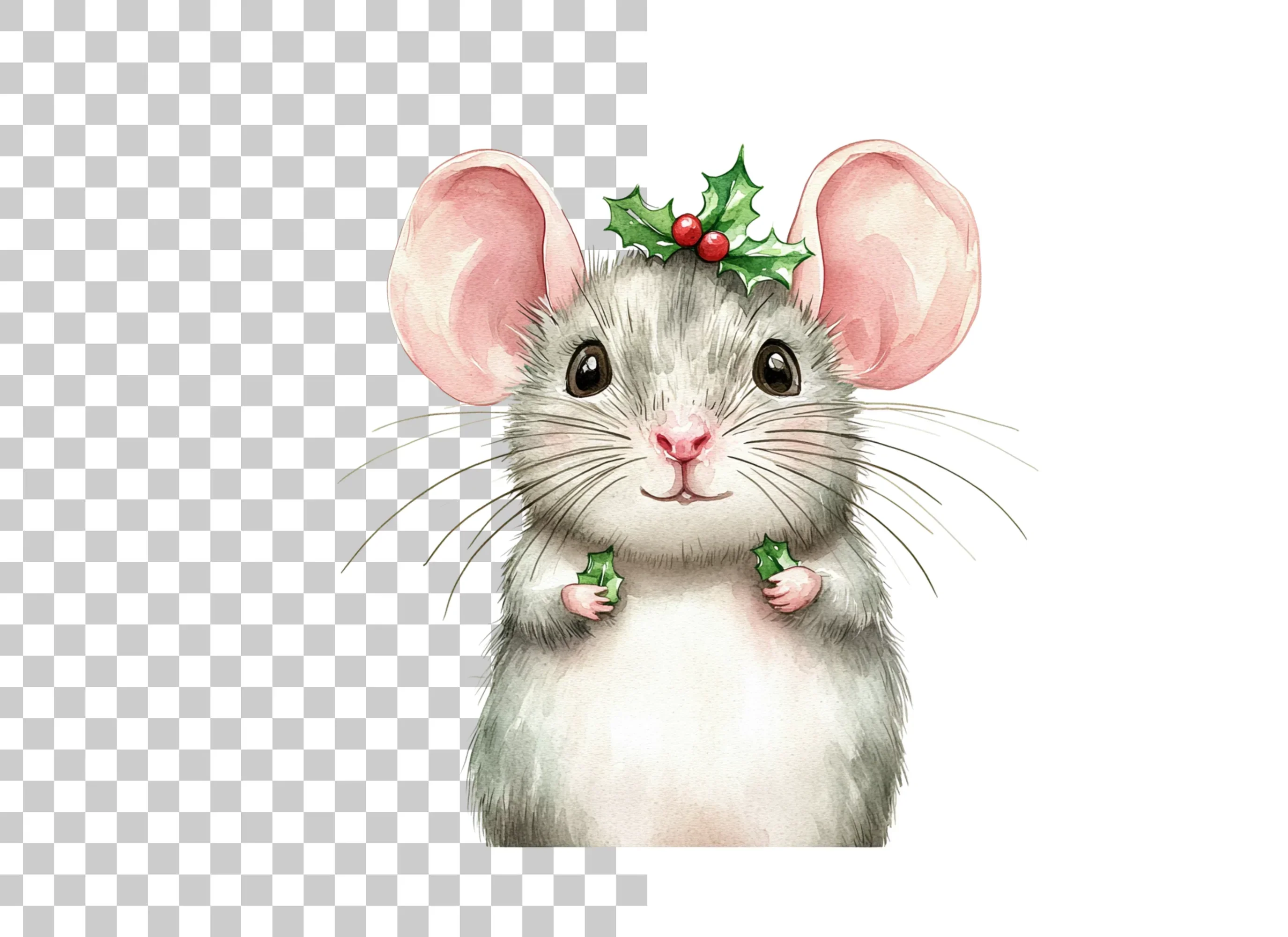 Cute Christmas Mouse Clipart Bundle - Image 2