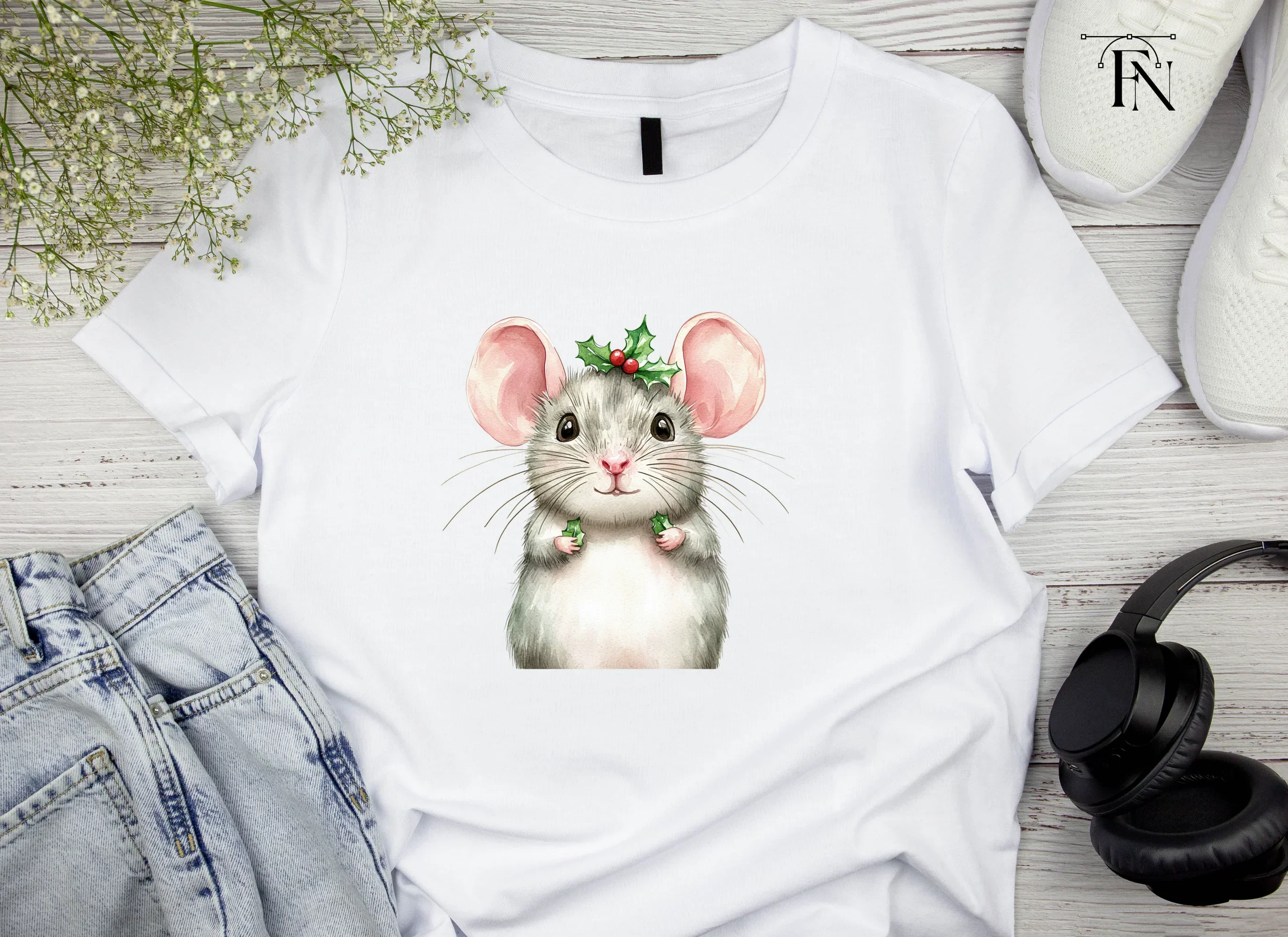 Cute Christmas Mouse Clipart Bundle - Image 5