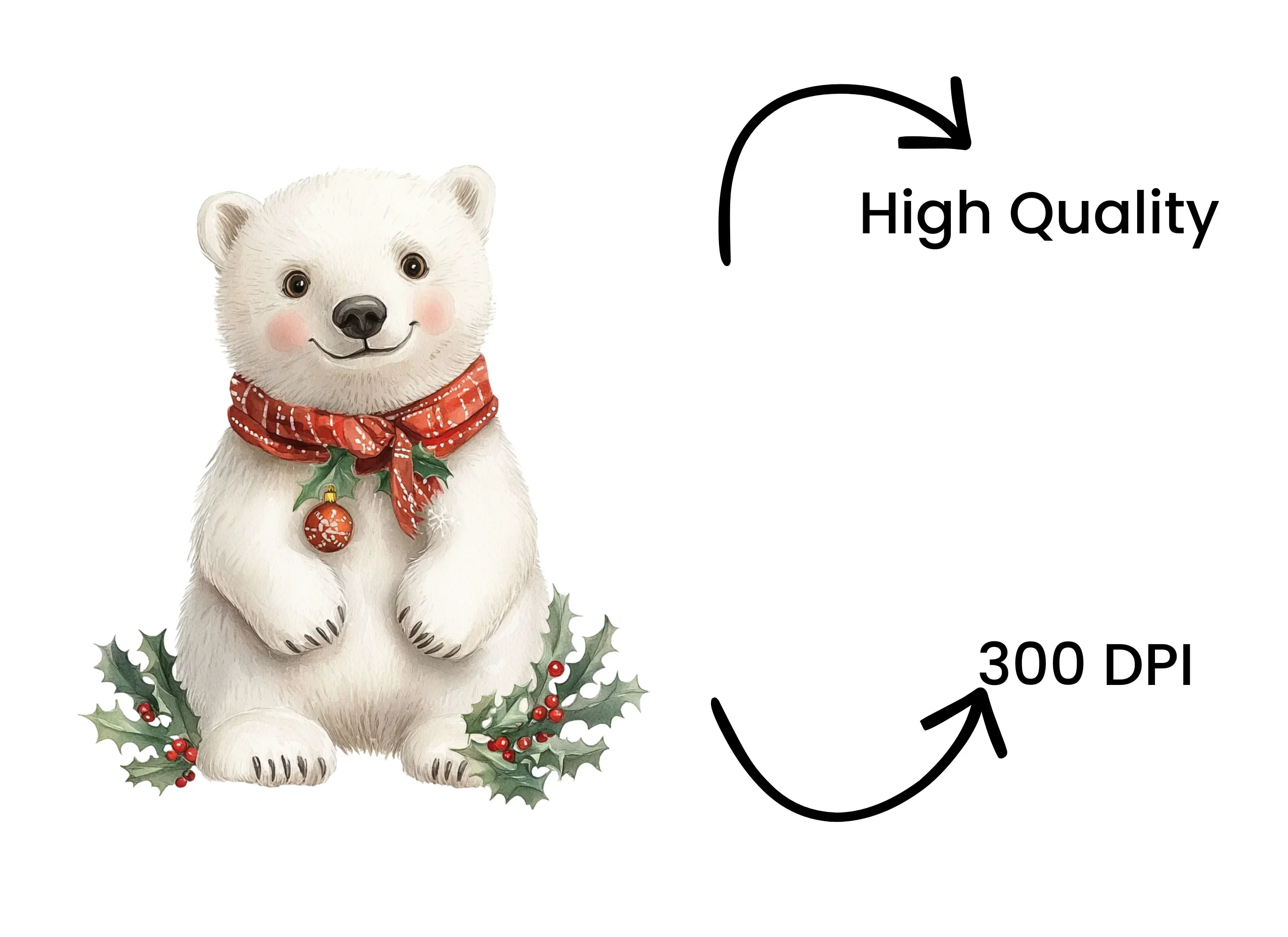 Cute Christmas Polar Bear Clipart Bundle - Image 4