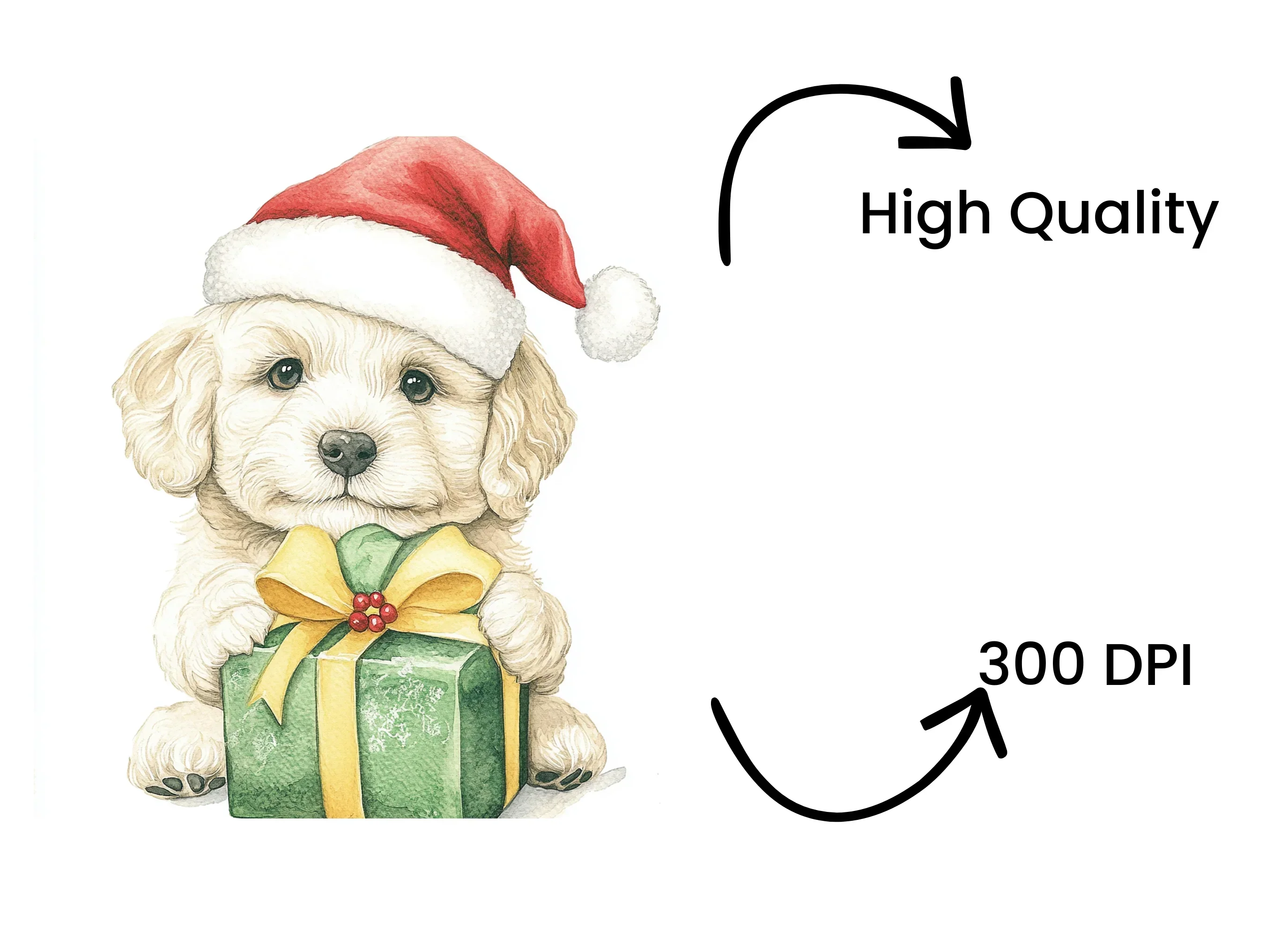 Cute Christmas Puppies with Gifts Clipart Bundle - Image 4