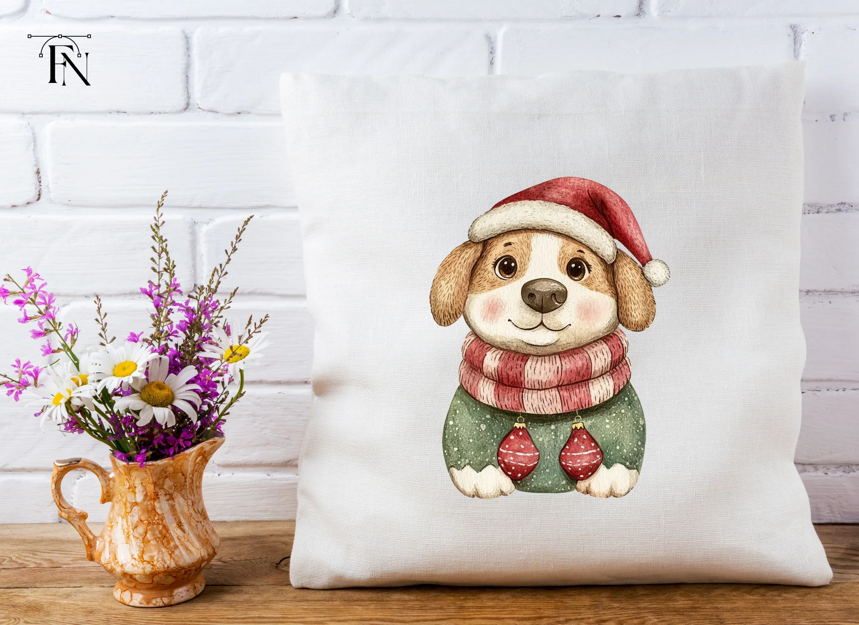 Cute Christmas Puppy Clipart Bundle - Image 2
