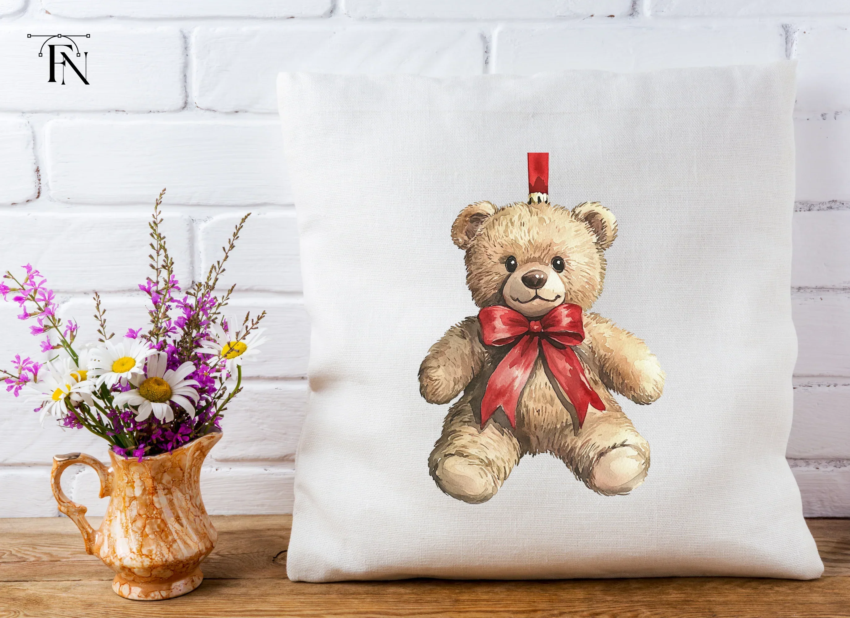 Cute Christmas Teddy Bear Ornament Clipart Bundle - Image 4