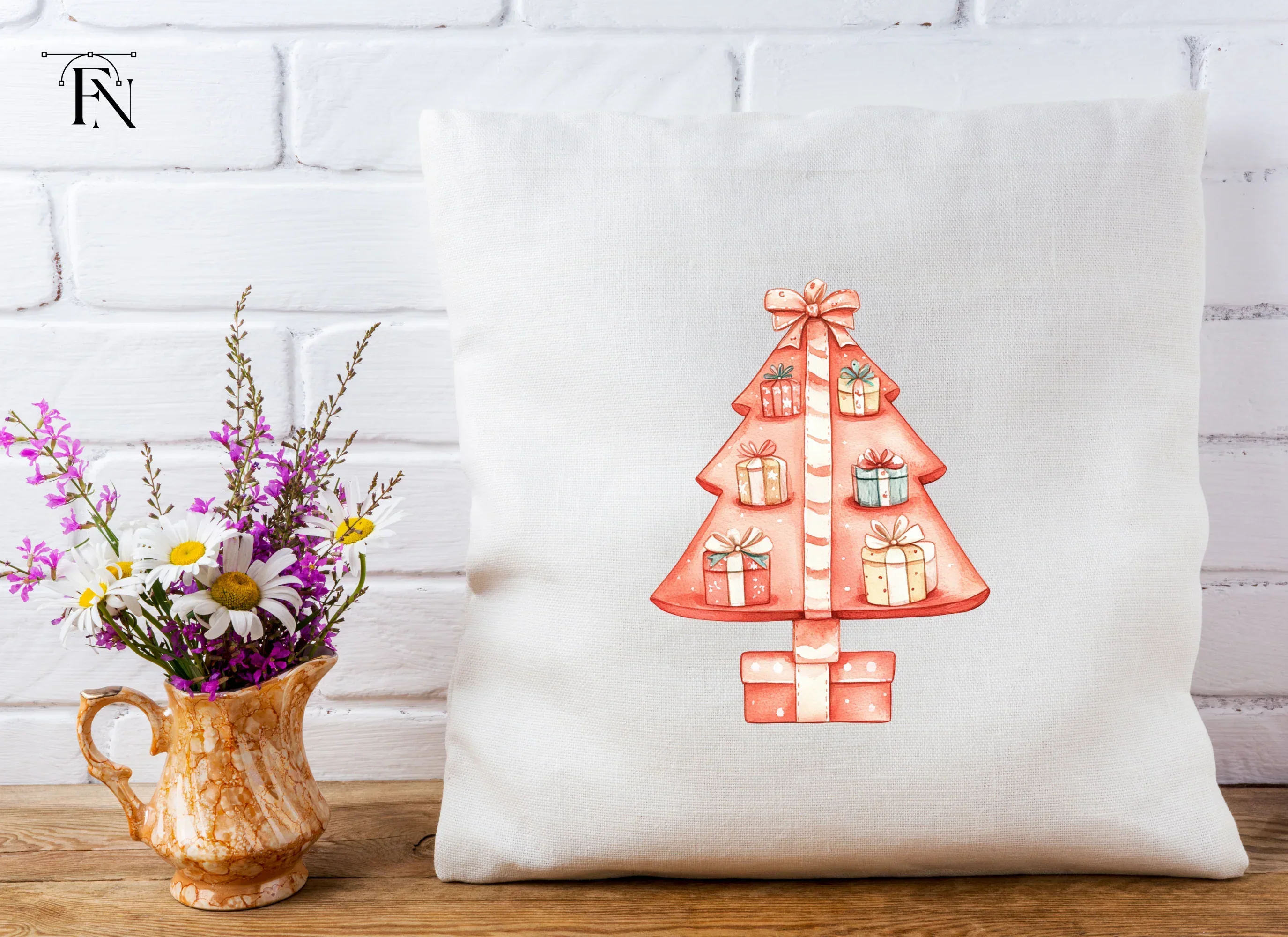 Cute Christmas Tree with Gifts Clipart Bundle - Image 4