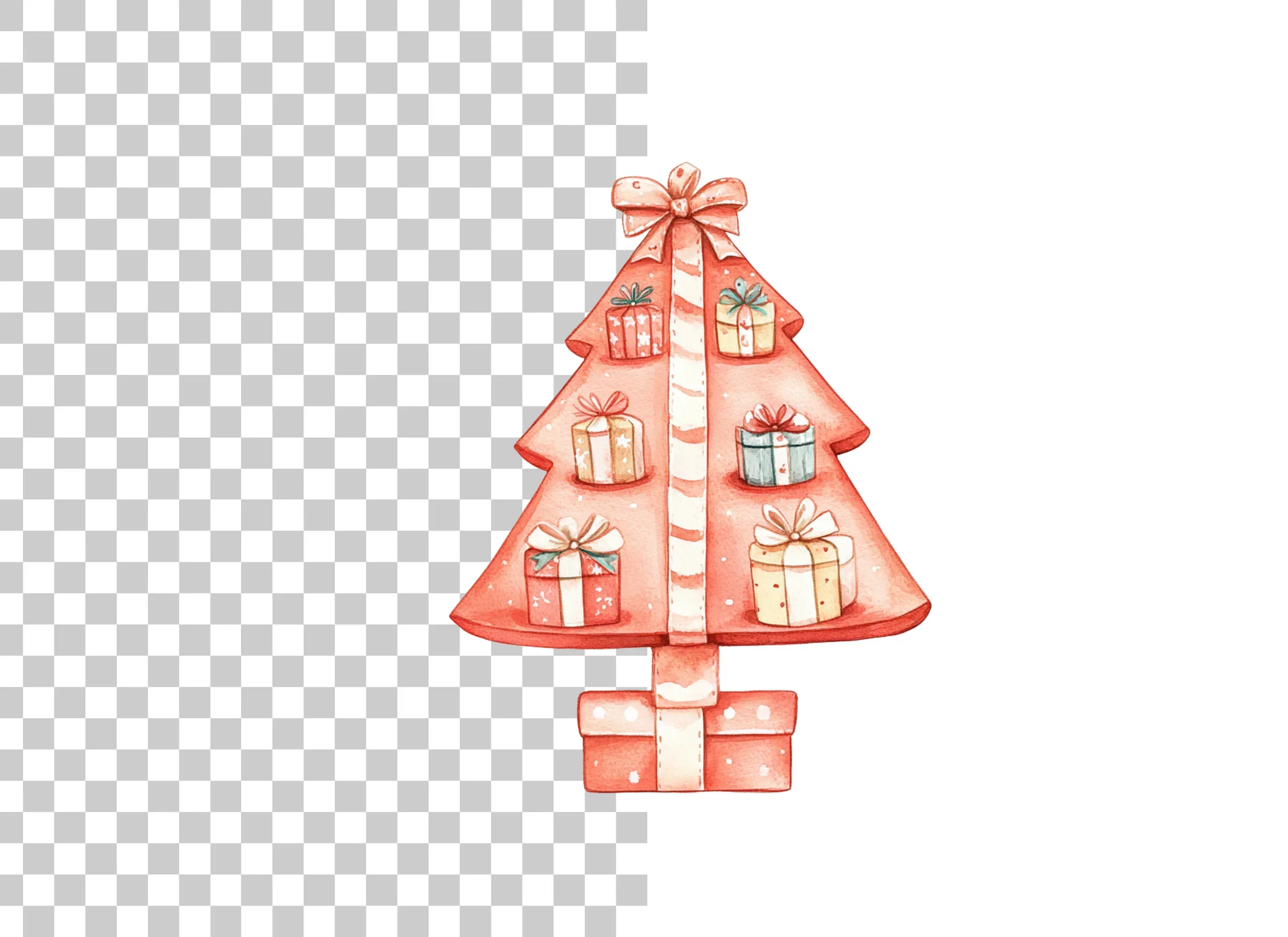 Cute Christmas Tree with Gifts Clipart Bundle - Image 6