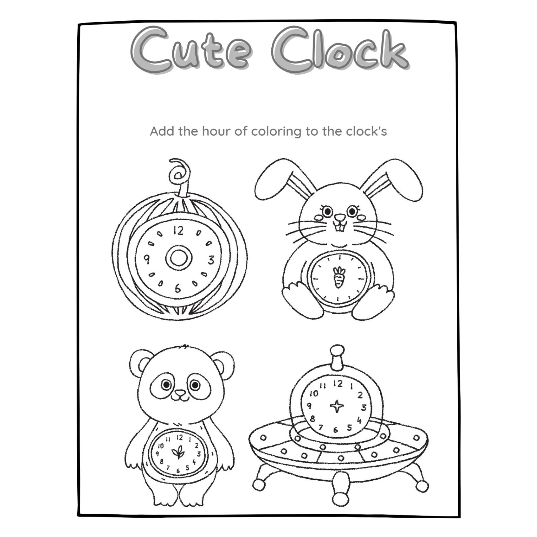 Cute Clock Coloring Pages - Image 2