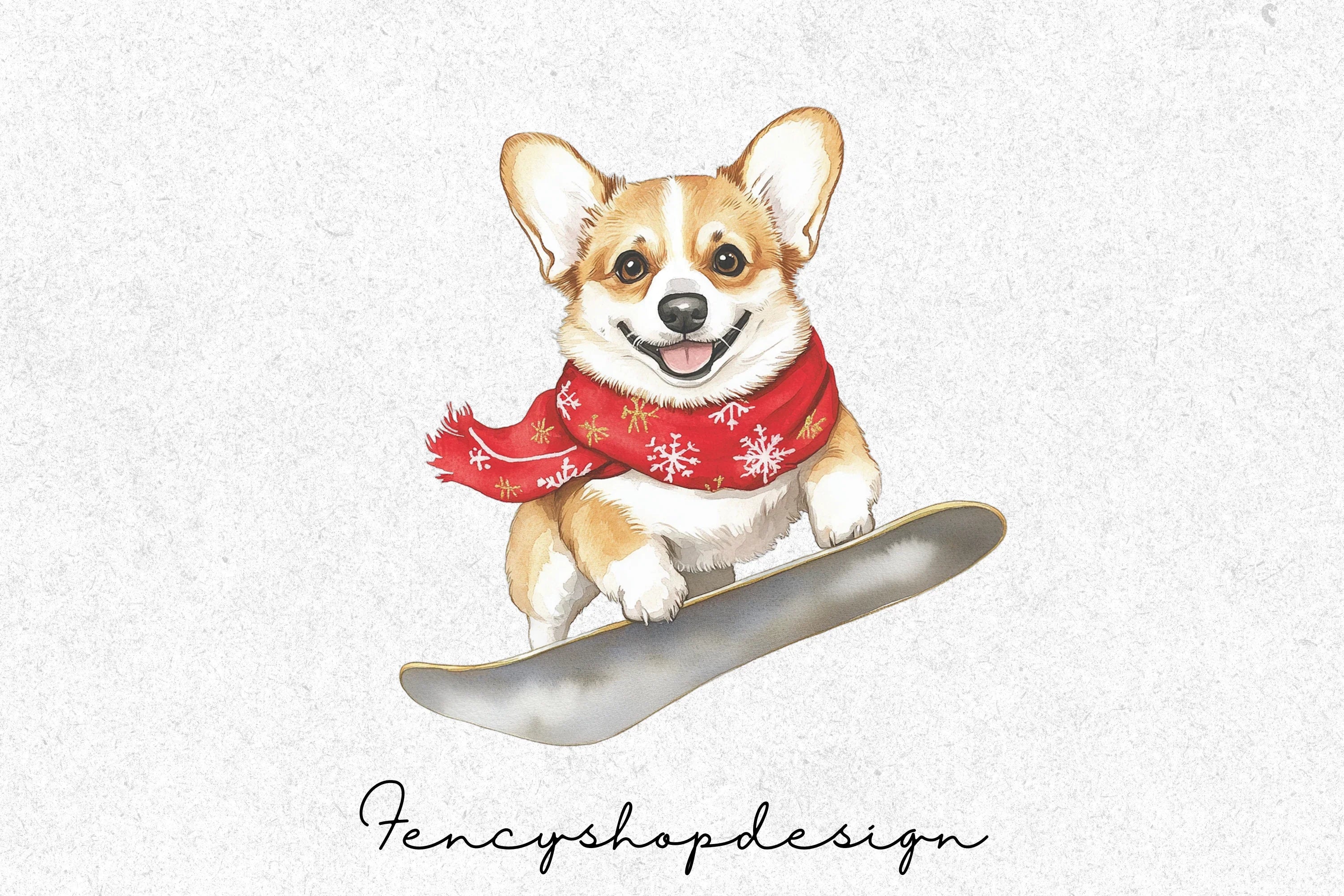 Cute Corgi Dogs Snowboarding Clipart Bundle - Image 7