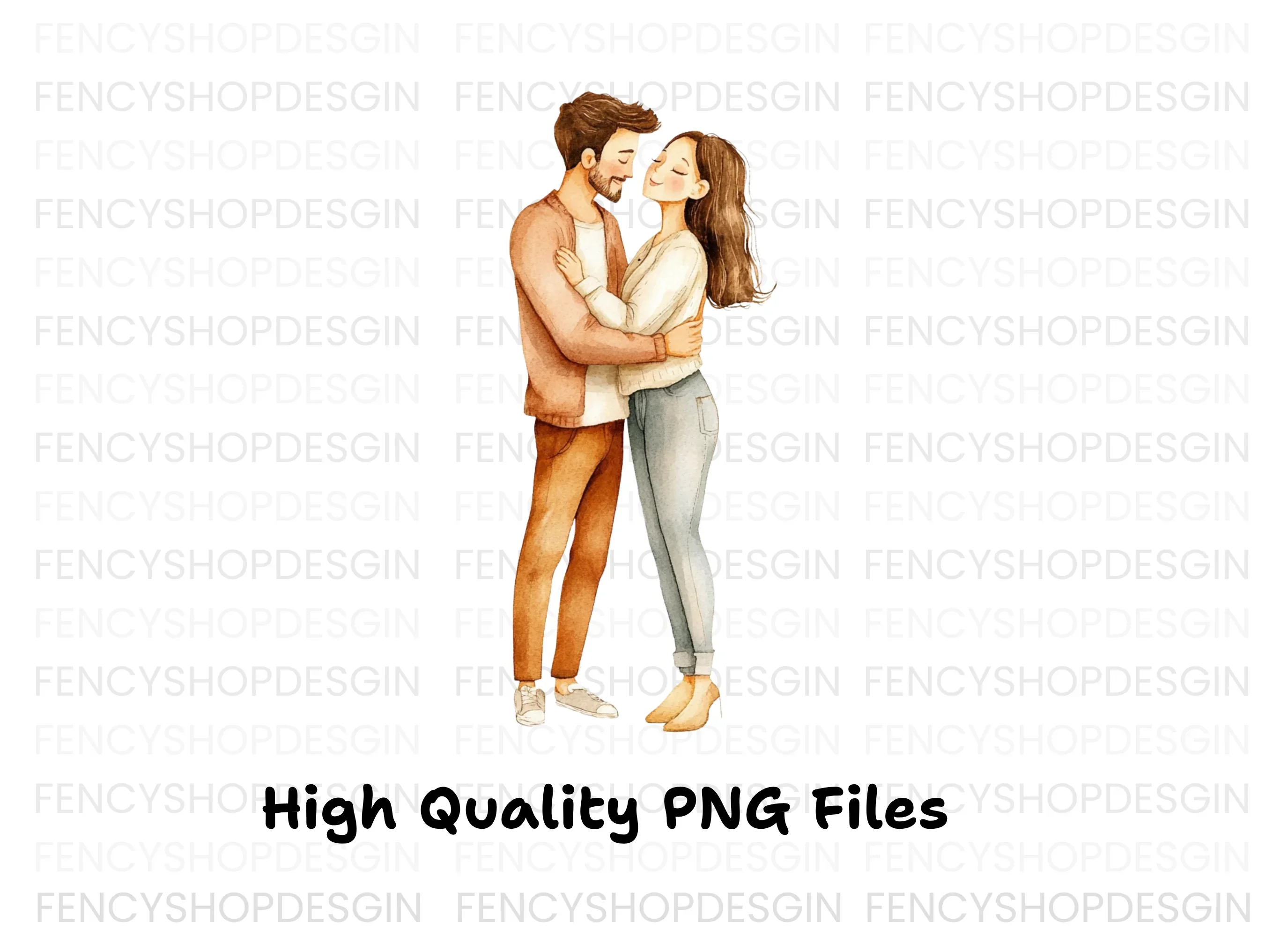 Cute Couple Hugging Clipart Bundle - Image 3