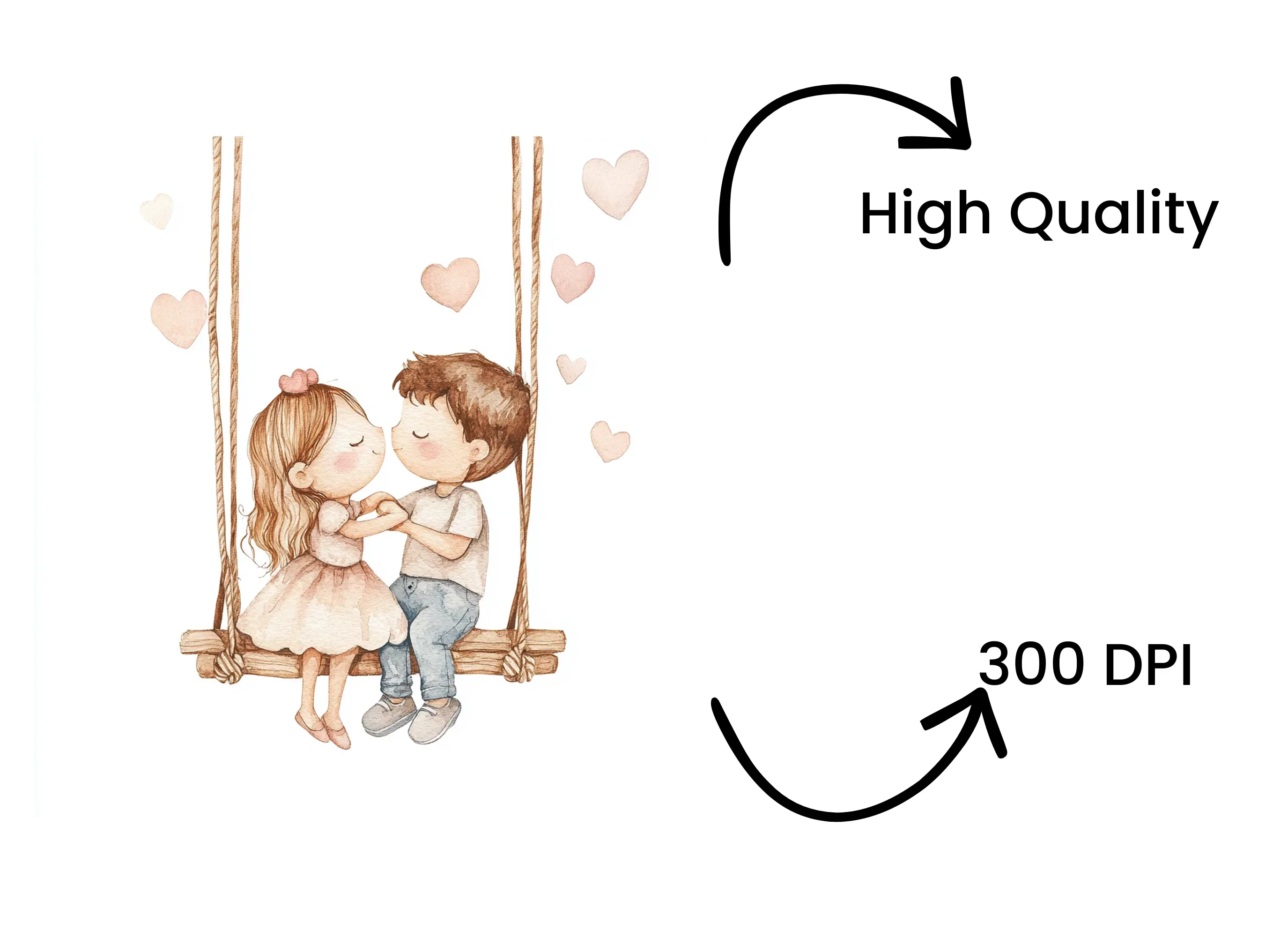 Cute Couple on Swing Clipart Bundle - Image 4