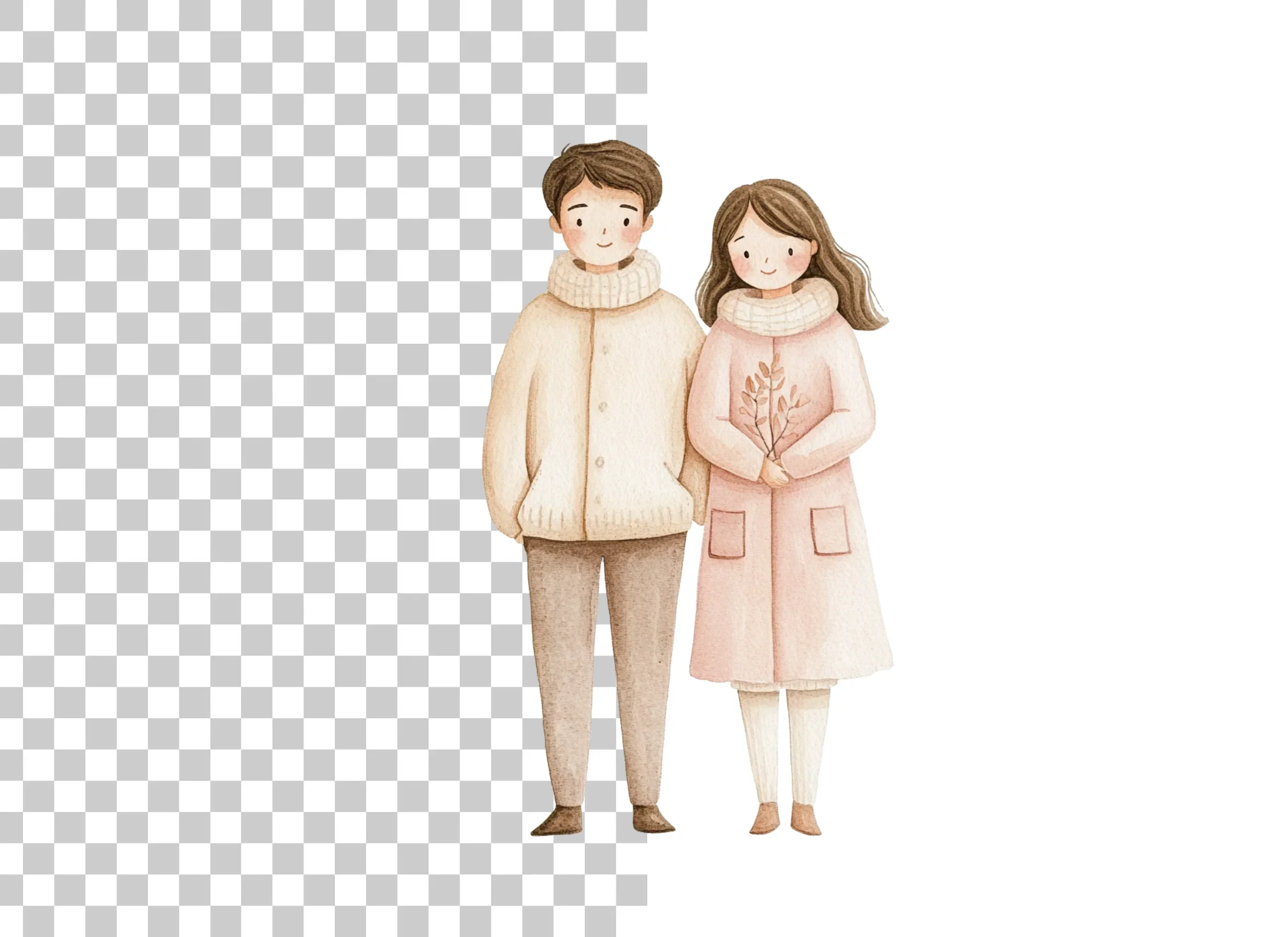 Cute Couple Winter Clipart Bundle - Image 2