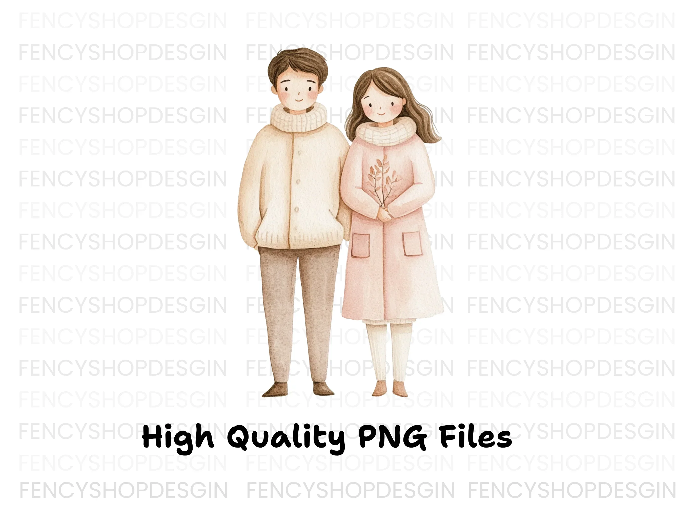 Cute Couple Winter Clipart Bundle - Image 3