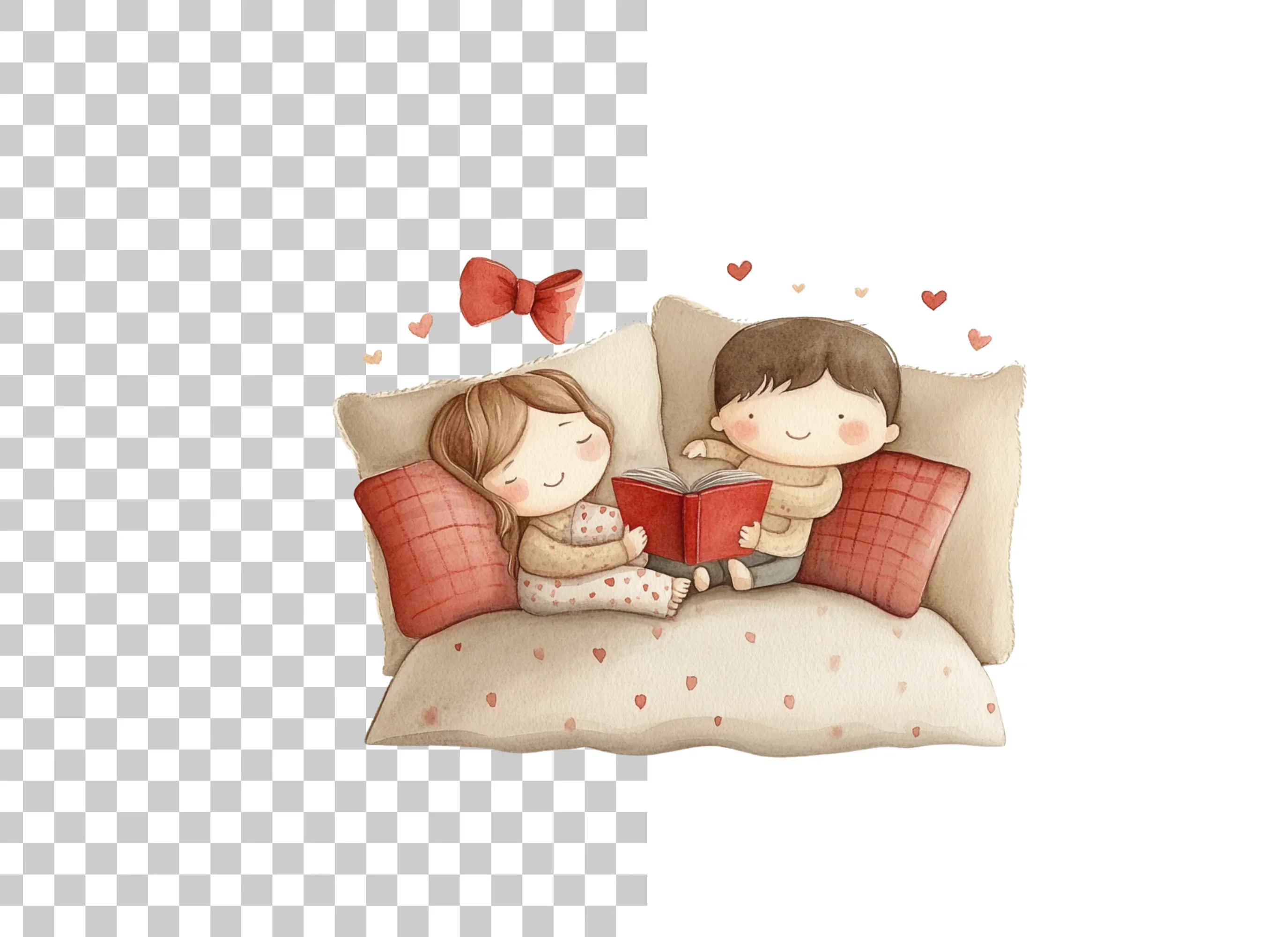 Cute Couples Reading and Cuddling Clipart Bundle - Image 2