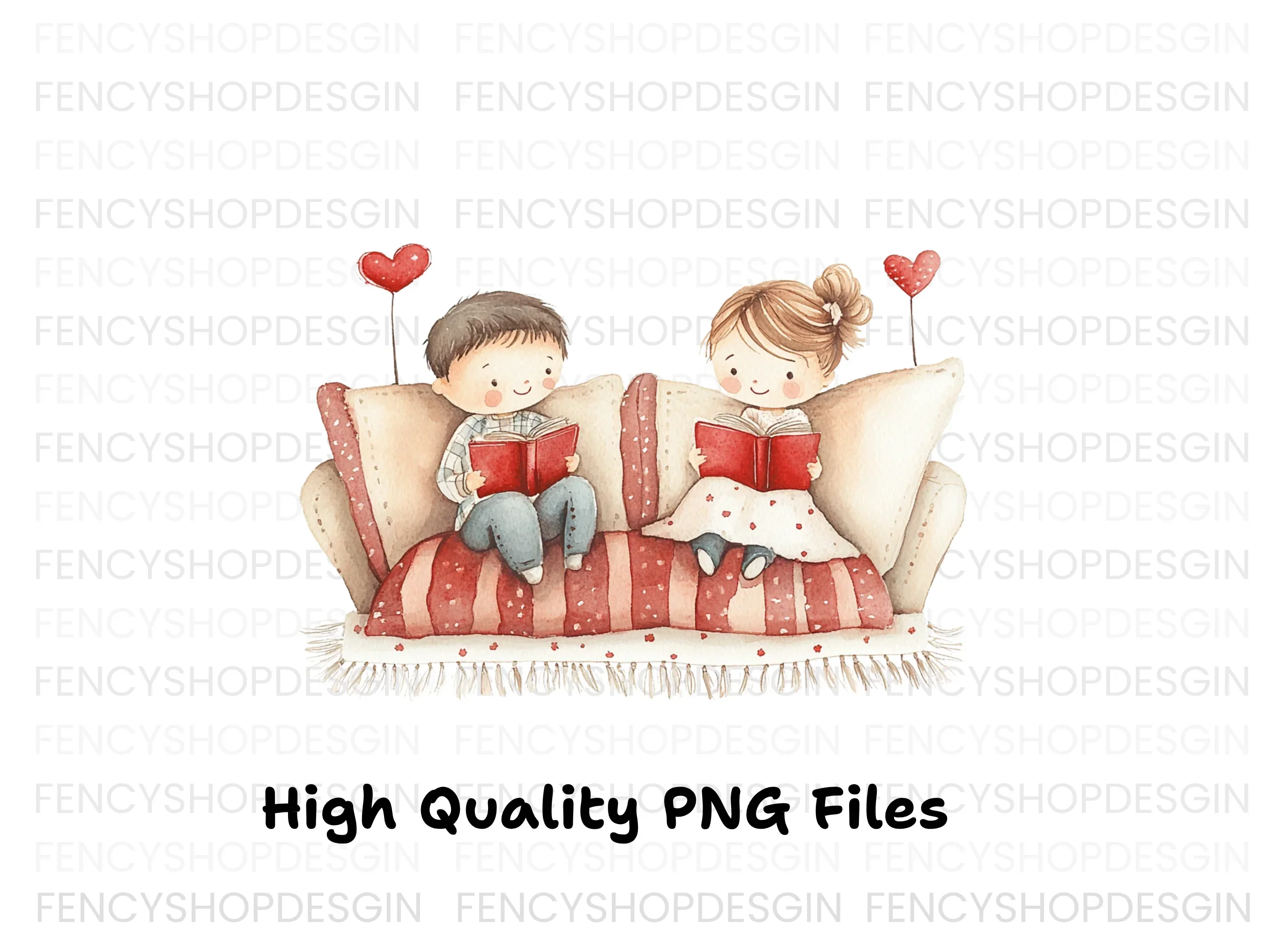 Cute Couples Reading and Cuddling Clipart Bundle - Image 3